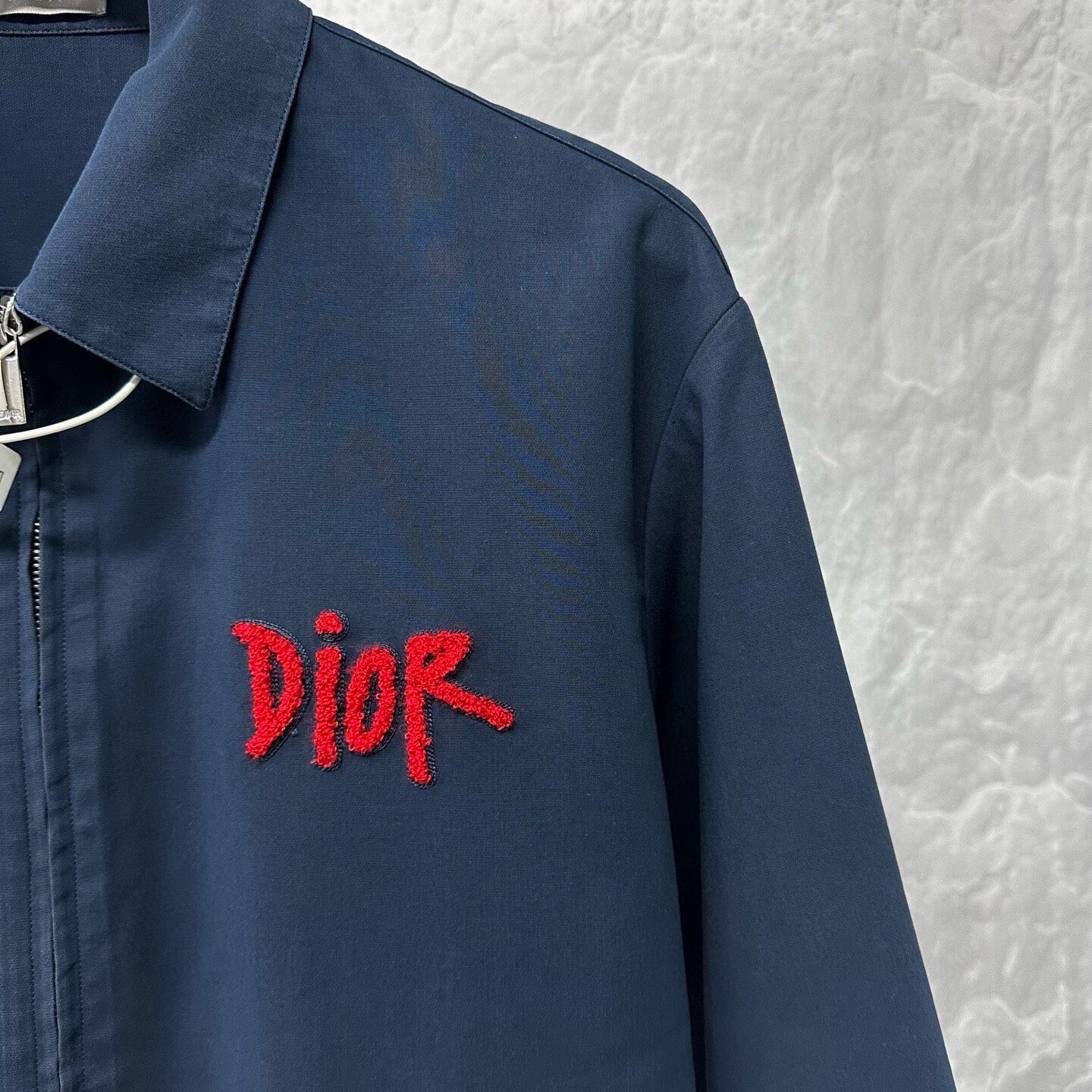 Dior x Stussy Navy Zip Jacket — detail
