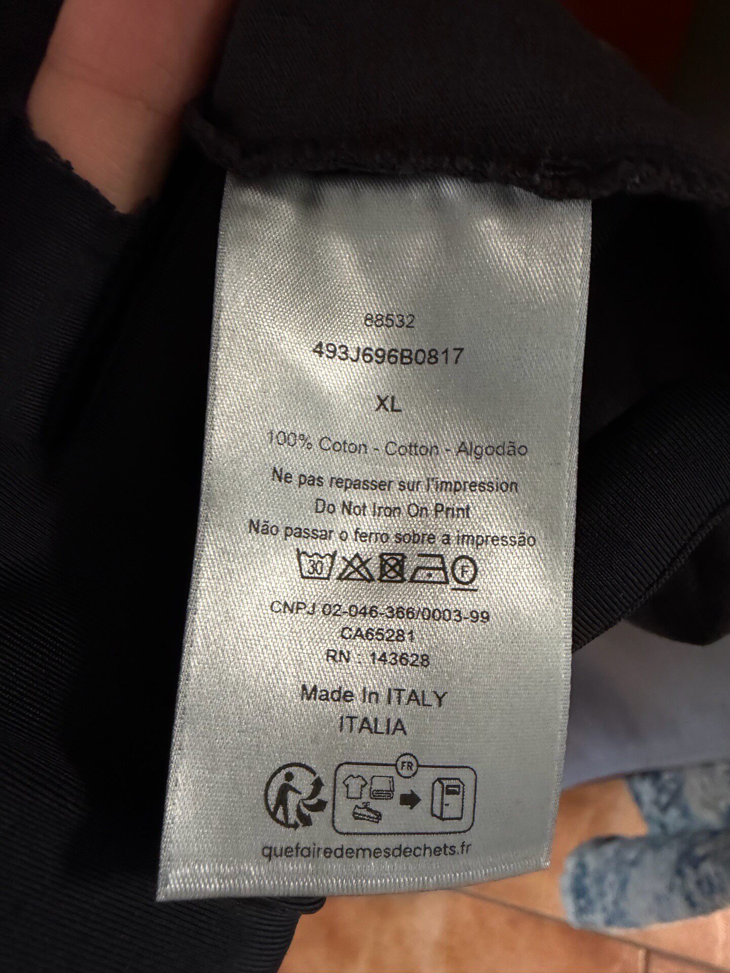 Dior Black Lily of the Valley Short Sleeve T-Shirt — detail