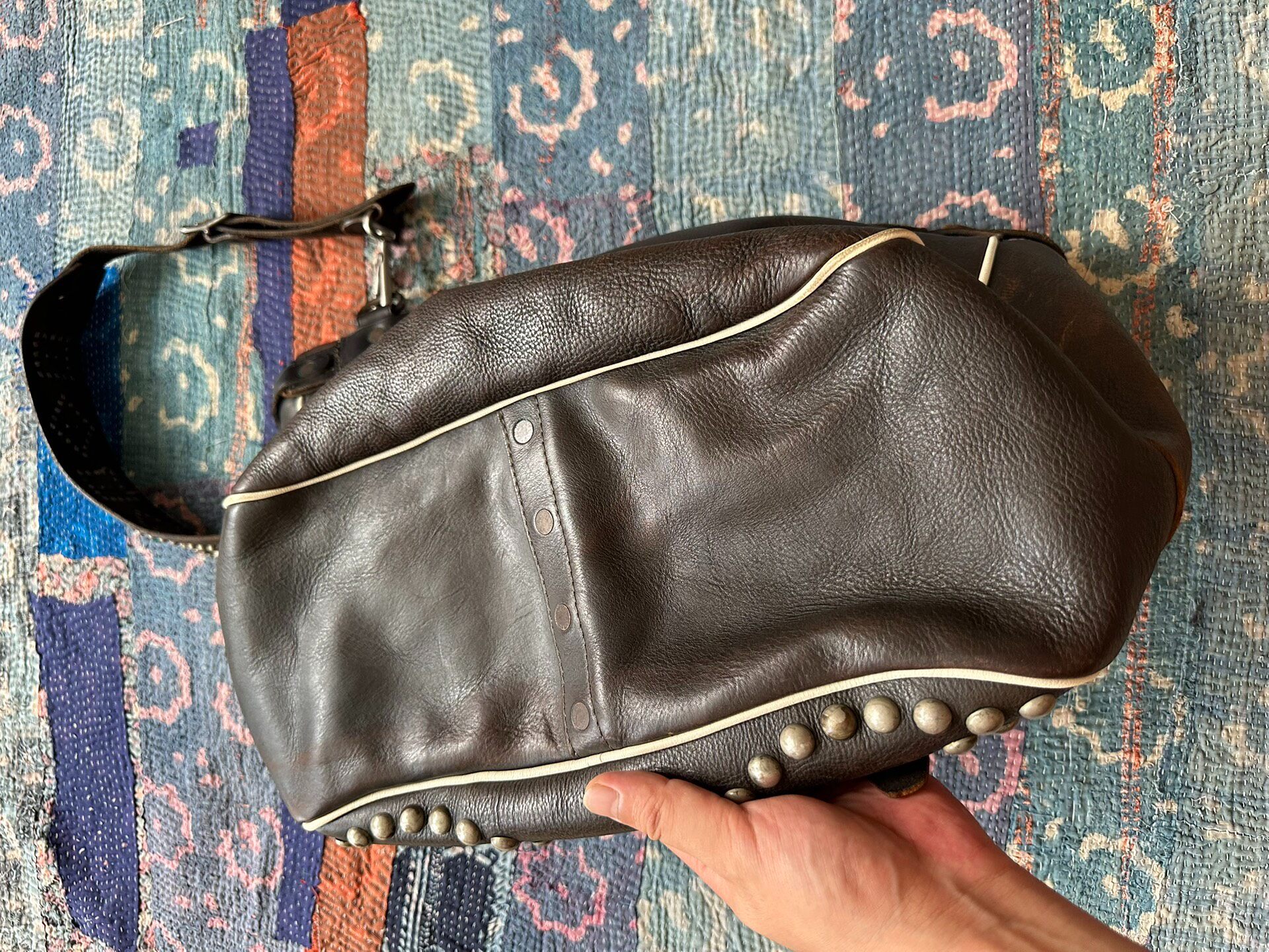 RRL Riveted Motorcycle Crossbody Bag — front