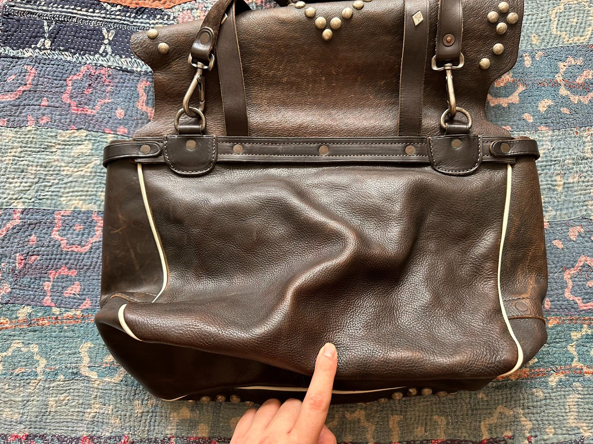 RRL Riveted Motorcycle Crossbody Bag — detail