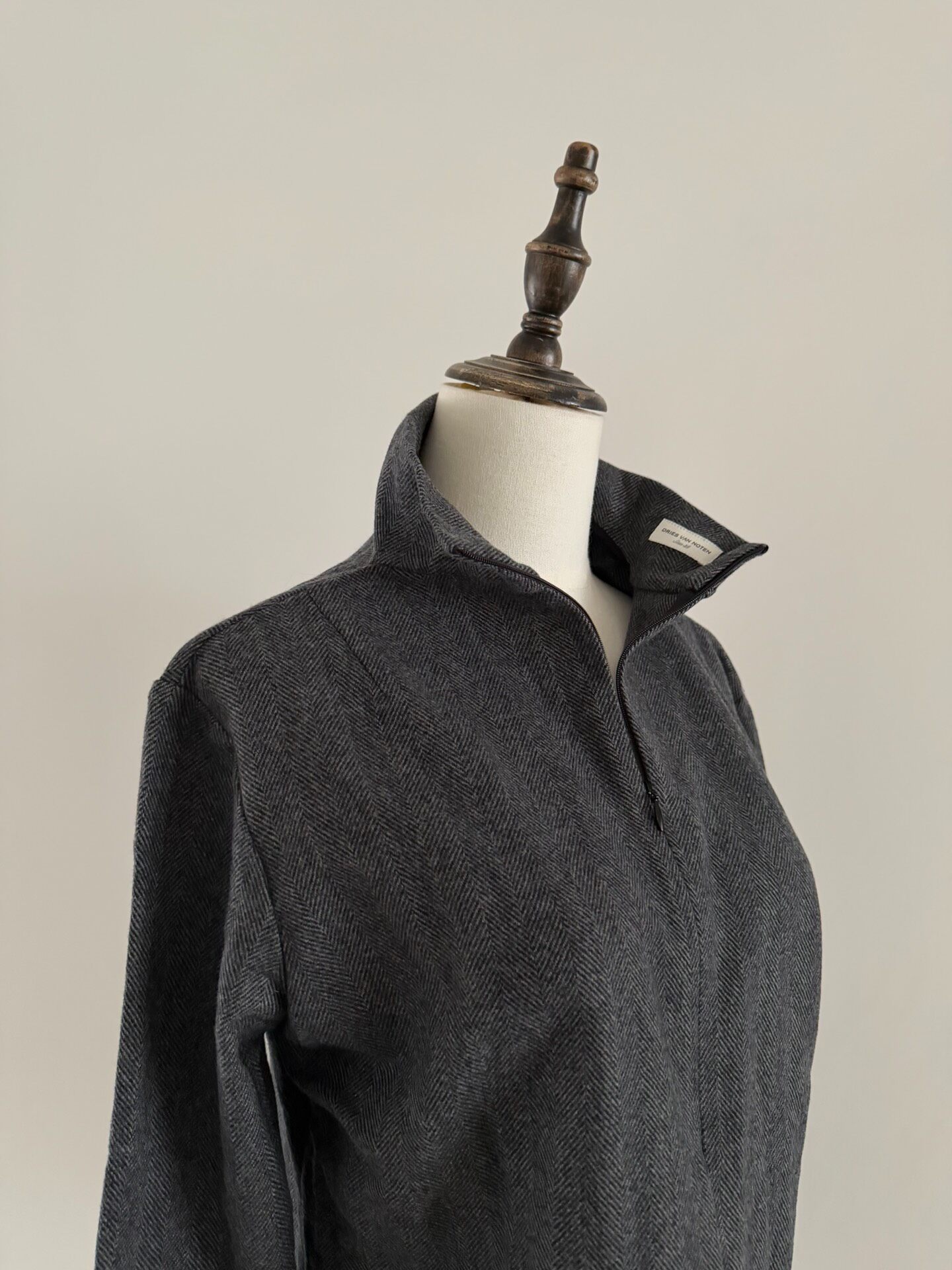 Dries Van Noten Herringbone Half-zip Top — label