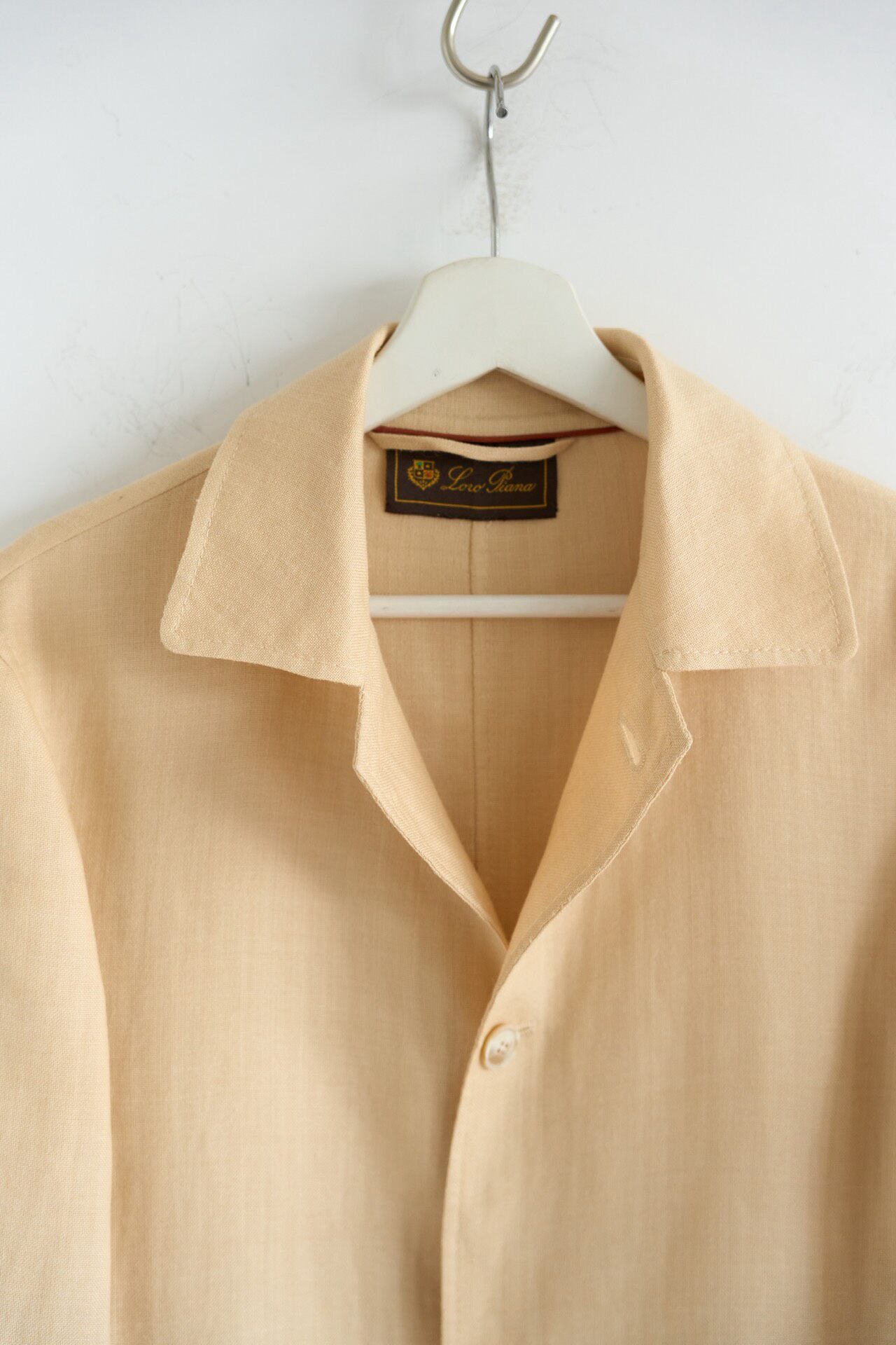 Loro Piana Beige Cashmere-Linen Driving Jacket — label