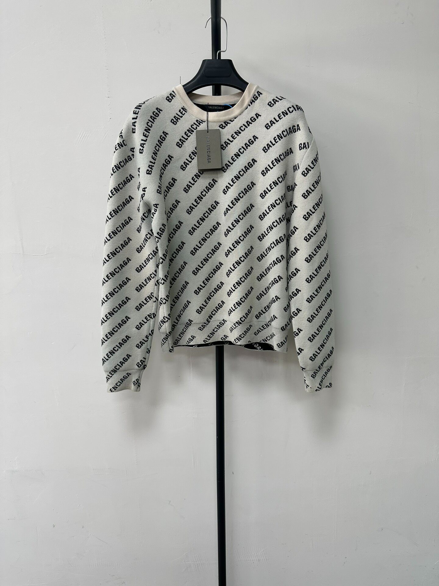 Balenciaga Beige Logo Crewneck Sweater