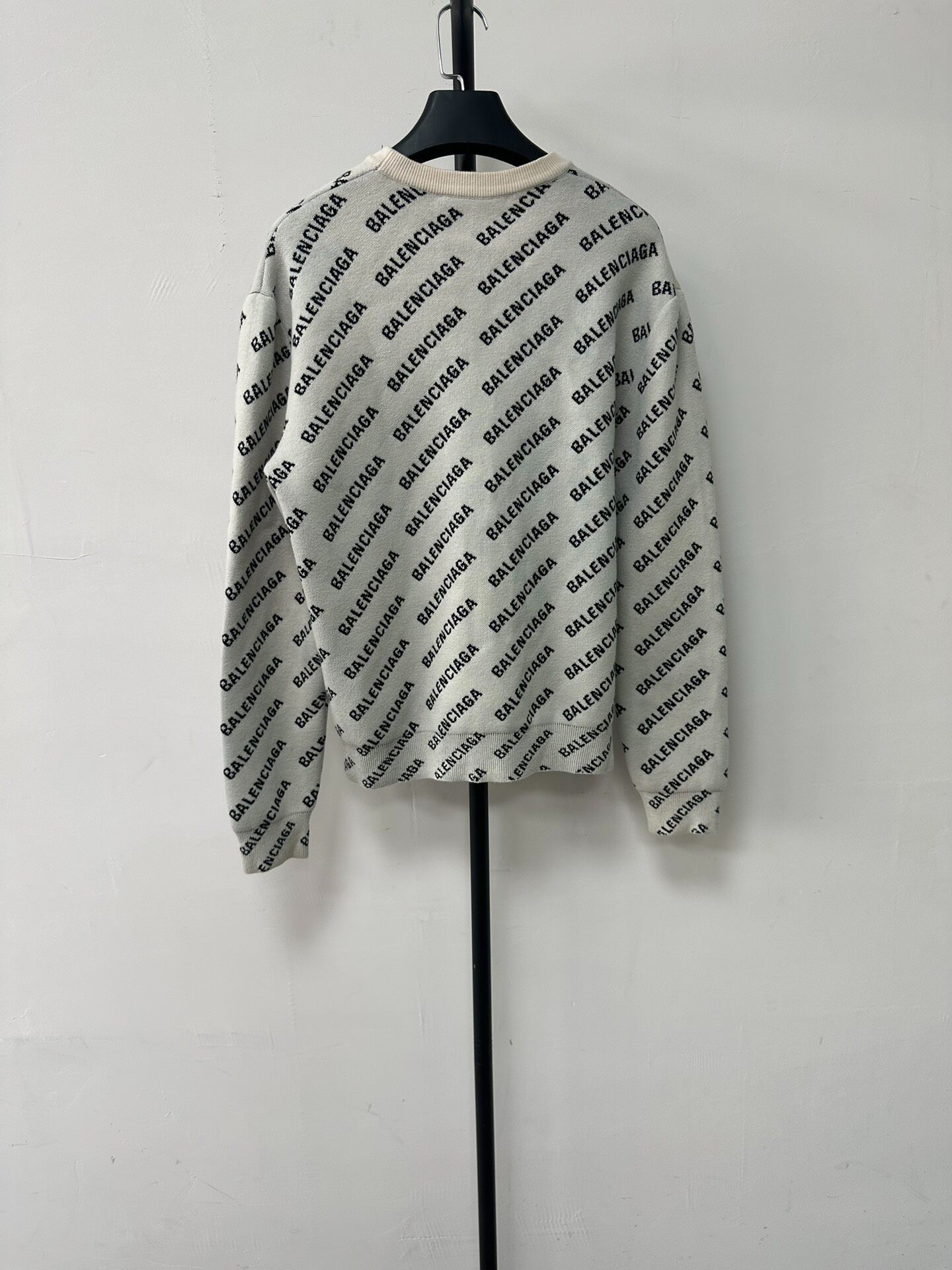 Balenciaga Beige Logo Crewneck Sweater — front