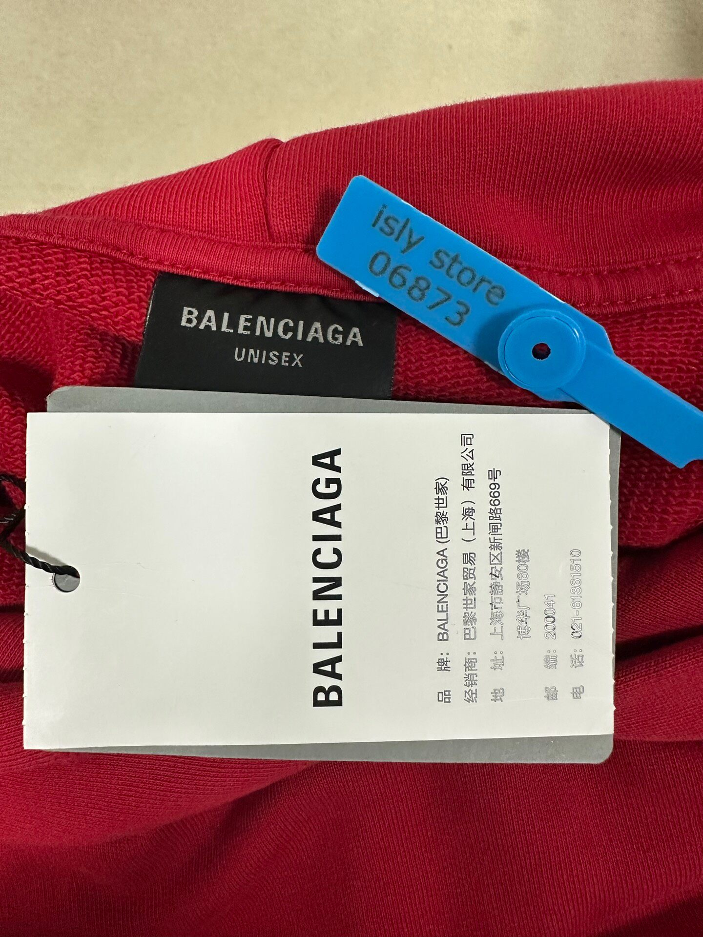 Balenciaga Women’s Red Graphic Hoodie — label