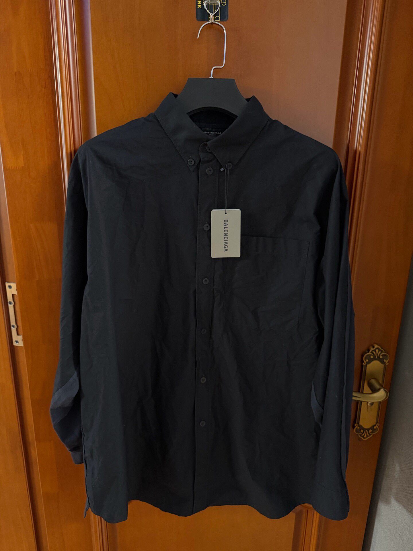 Balenciaga Faded Logo Black Long-Sleeve Shirt — front