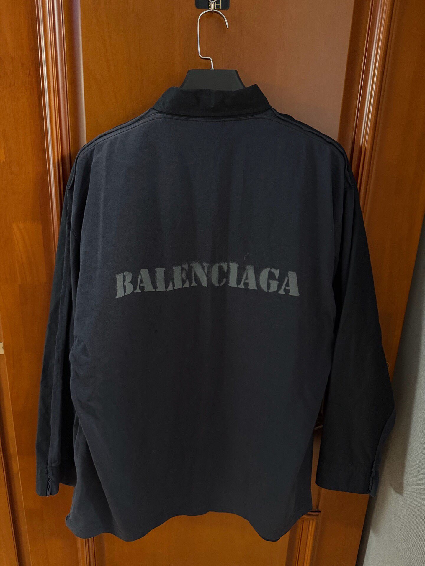 Balenciaga Faded Logo Black Long-Sleeve Shirt