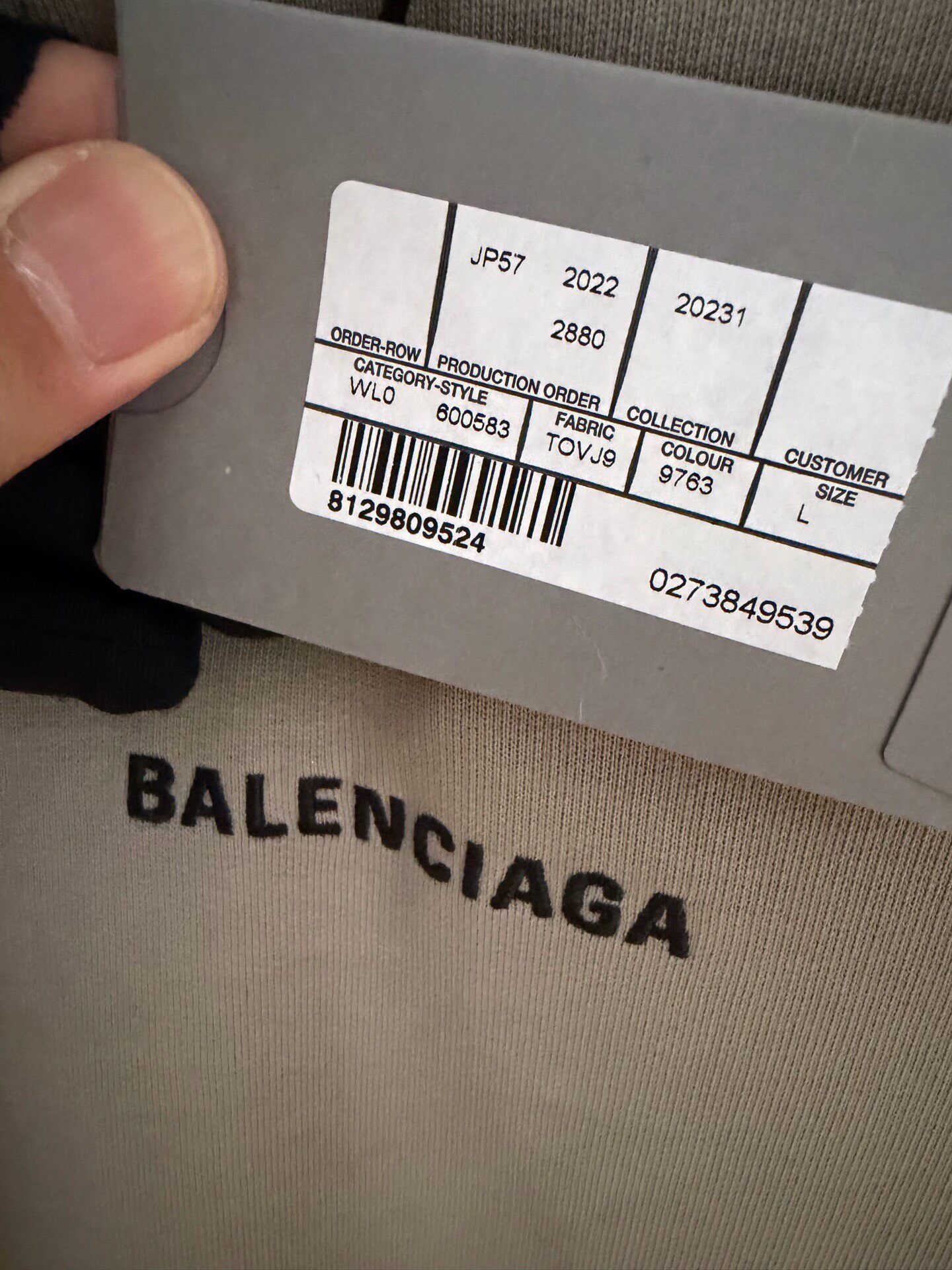Balenciaga Gray Logo Hoodie New With Tags — detail