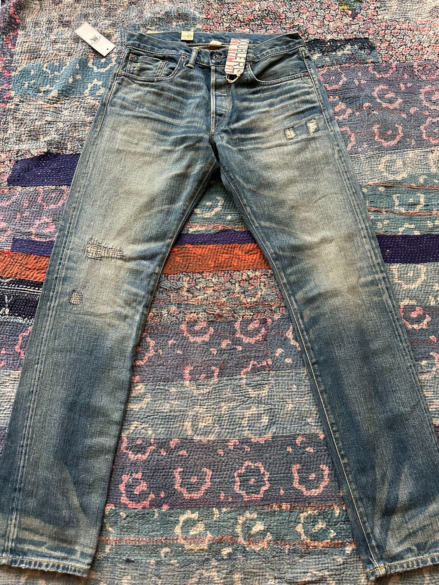 RRL Slim Fit Distressed Jeans