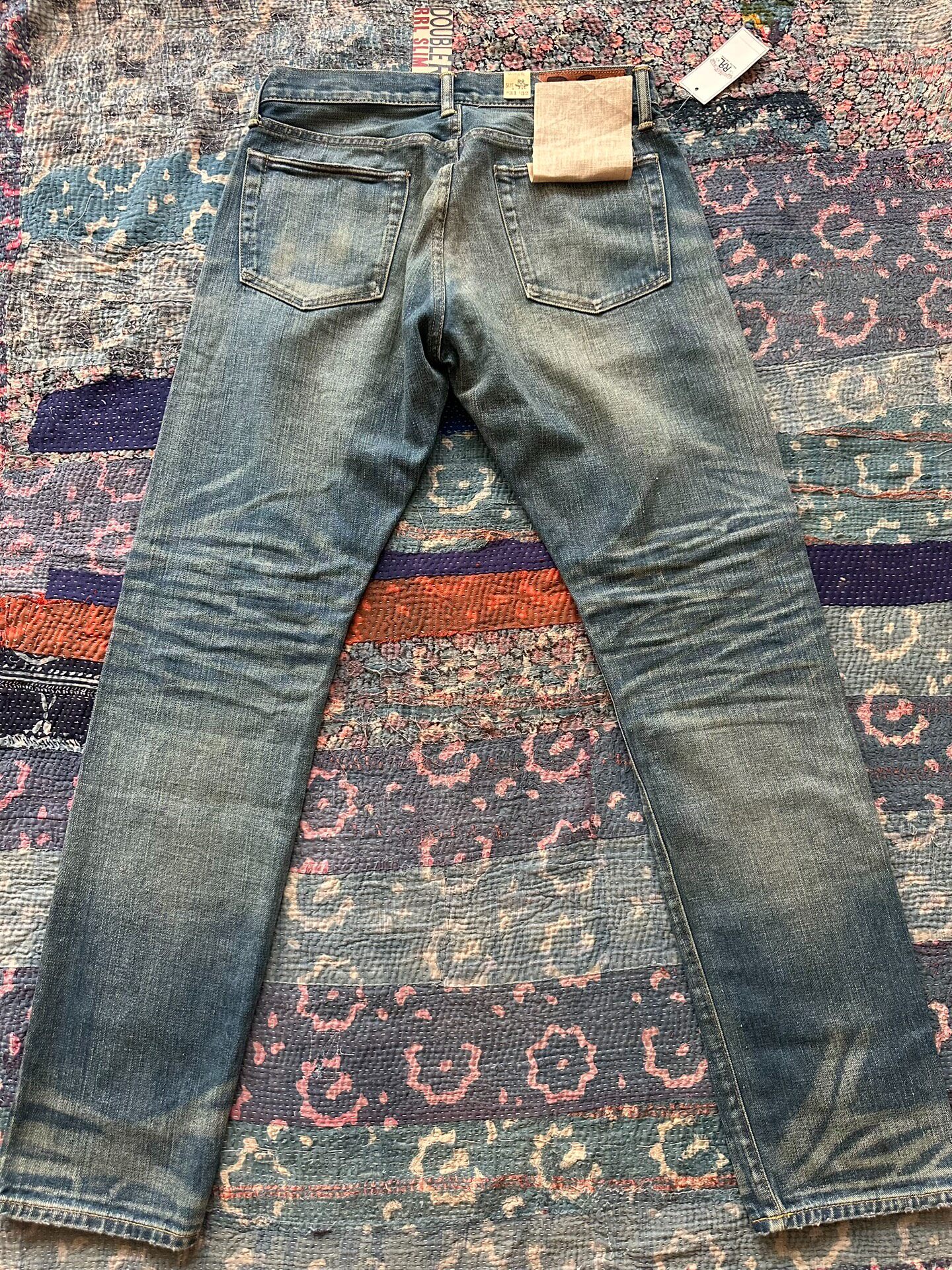 RRL Slim Fit Distressed Jeans — front