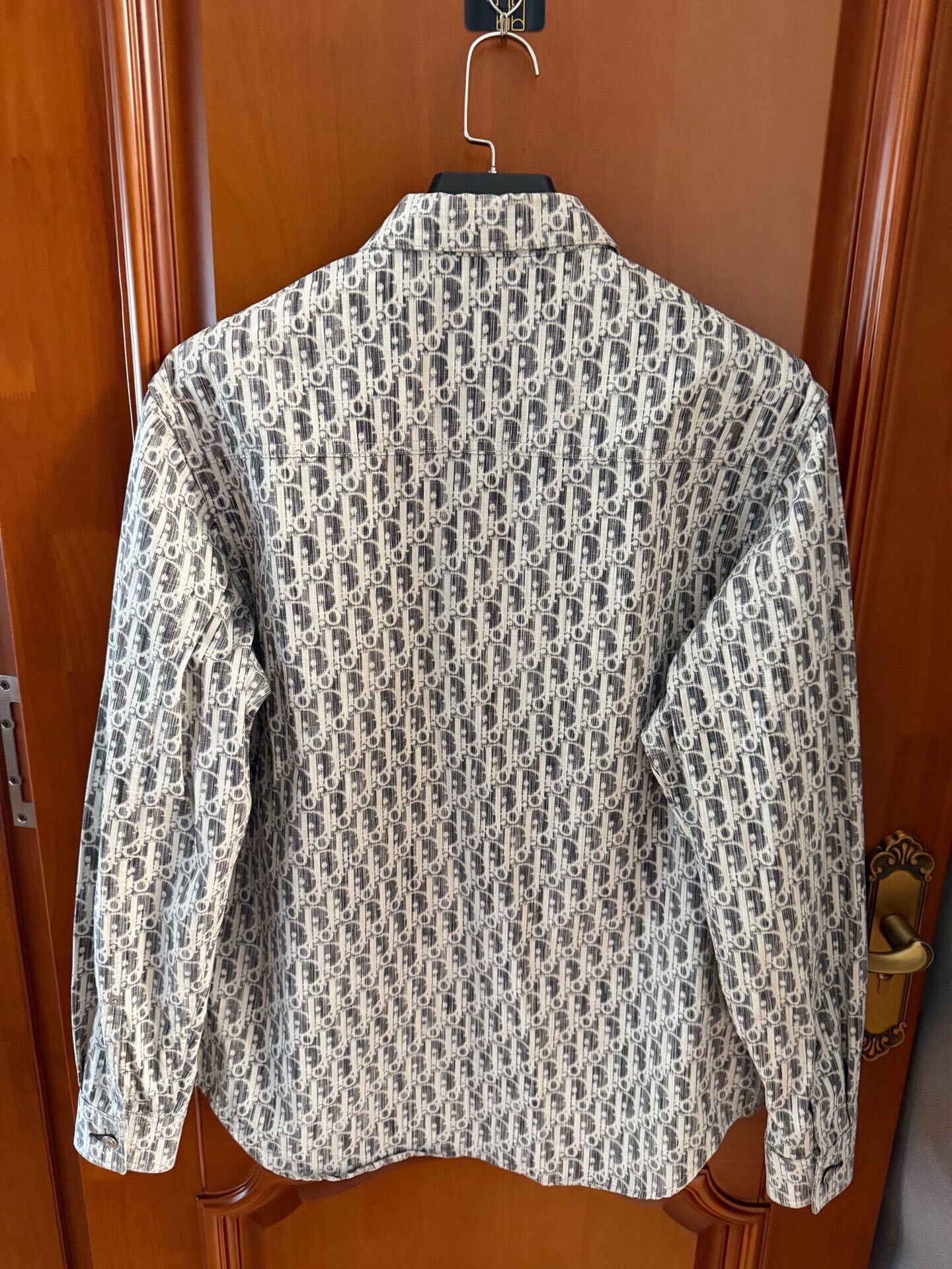 Dior Gray All-Over Logo Long-Sleeve Shirt — front