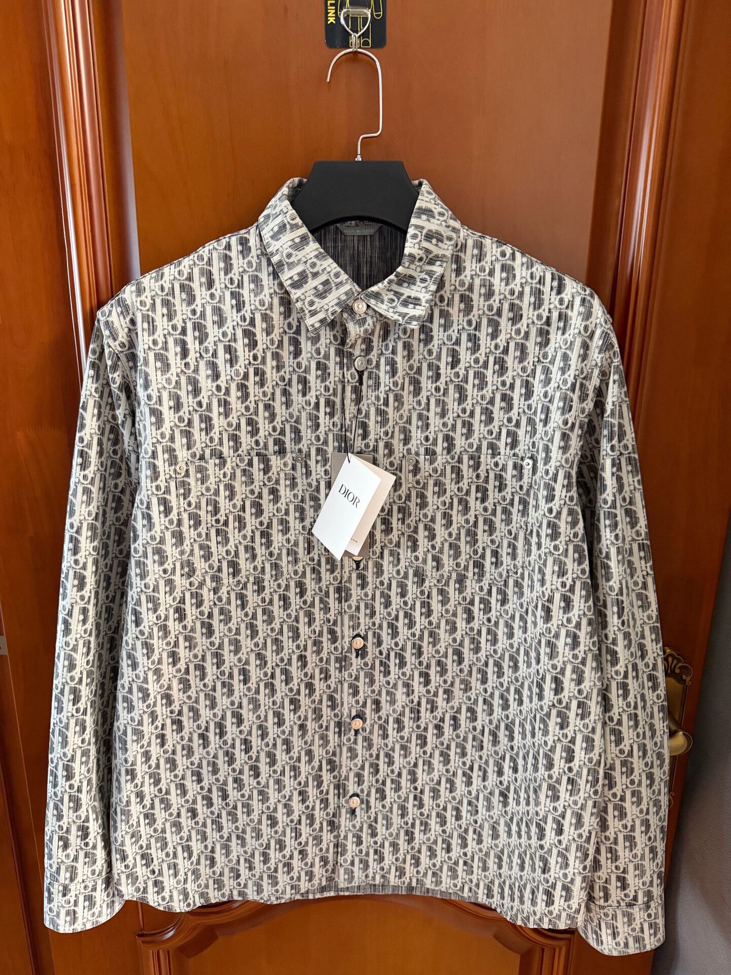 Dior Gray All-Over Logo Long-Sleeve Shirt