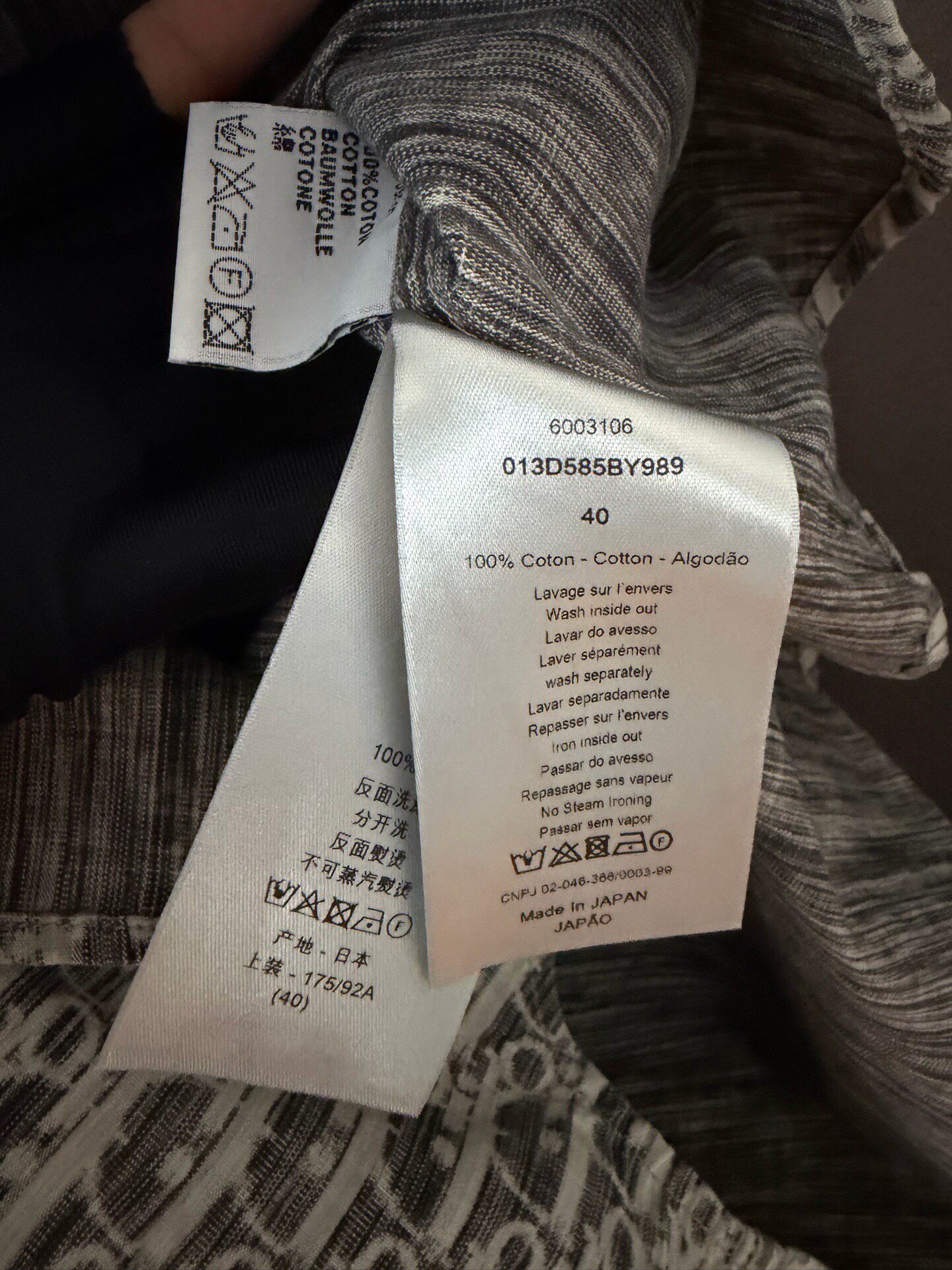 Dior Gray All-Over Logo Long-Sleeve Shirt — back