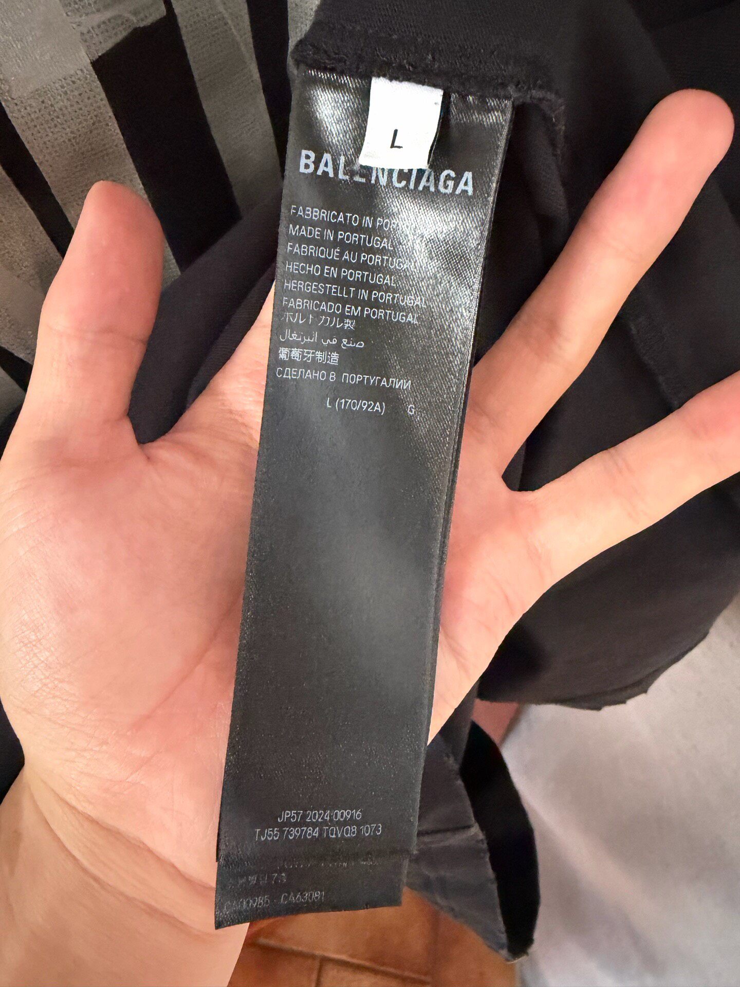 Balenciaga Black Silver Tape Short-sleeve Tee — detail