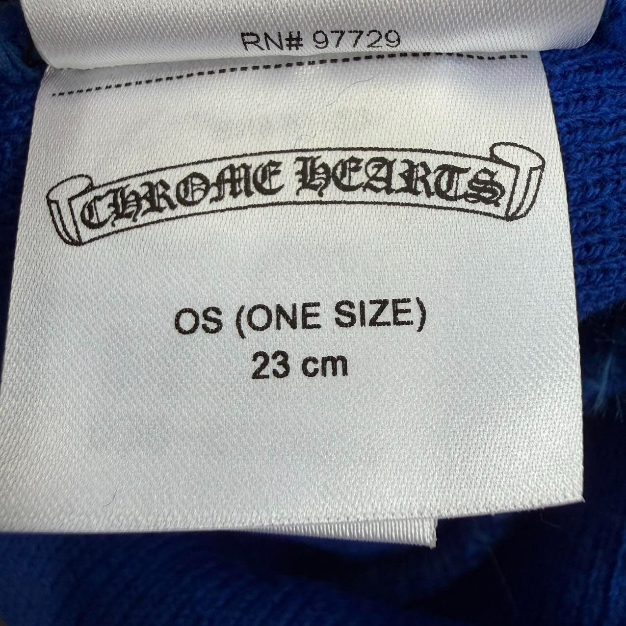 Chrome Hearts Blue Cross Knit Beanie — back