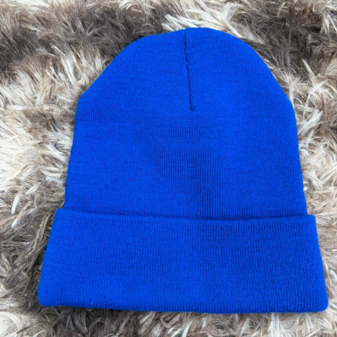 Chrome Hearts Blue Cross Knit Beanie — front