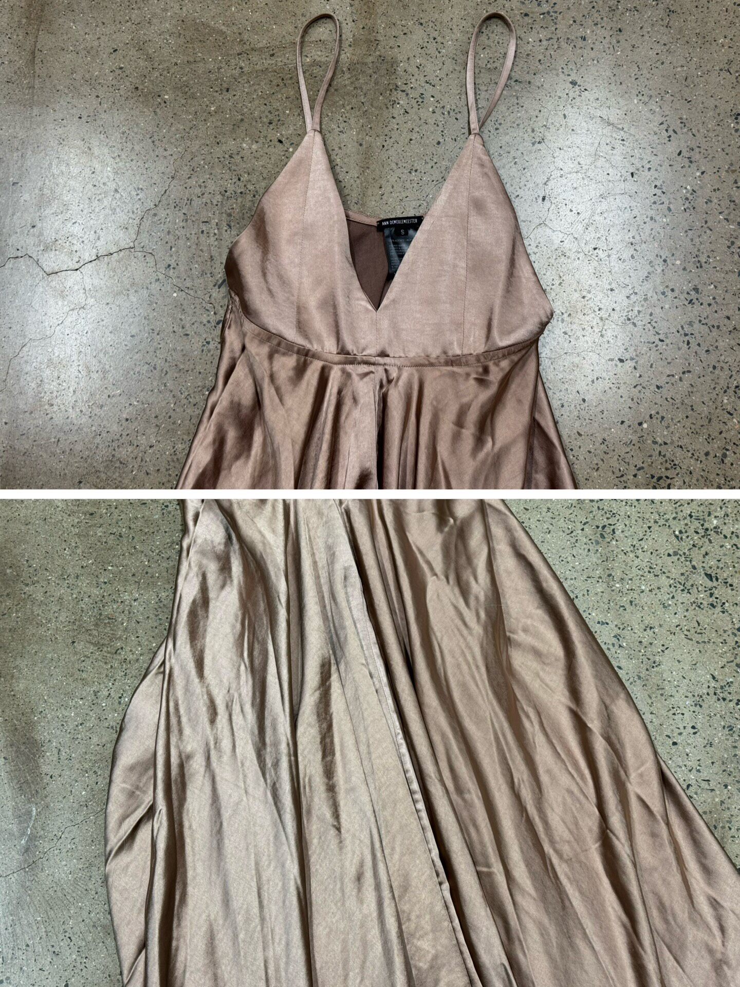 Ann Demeulemeester Smoke Bronze Slip Dress — label