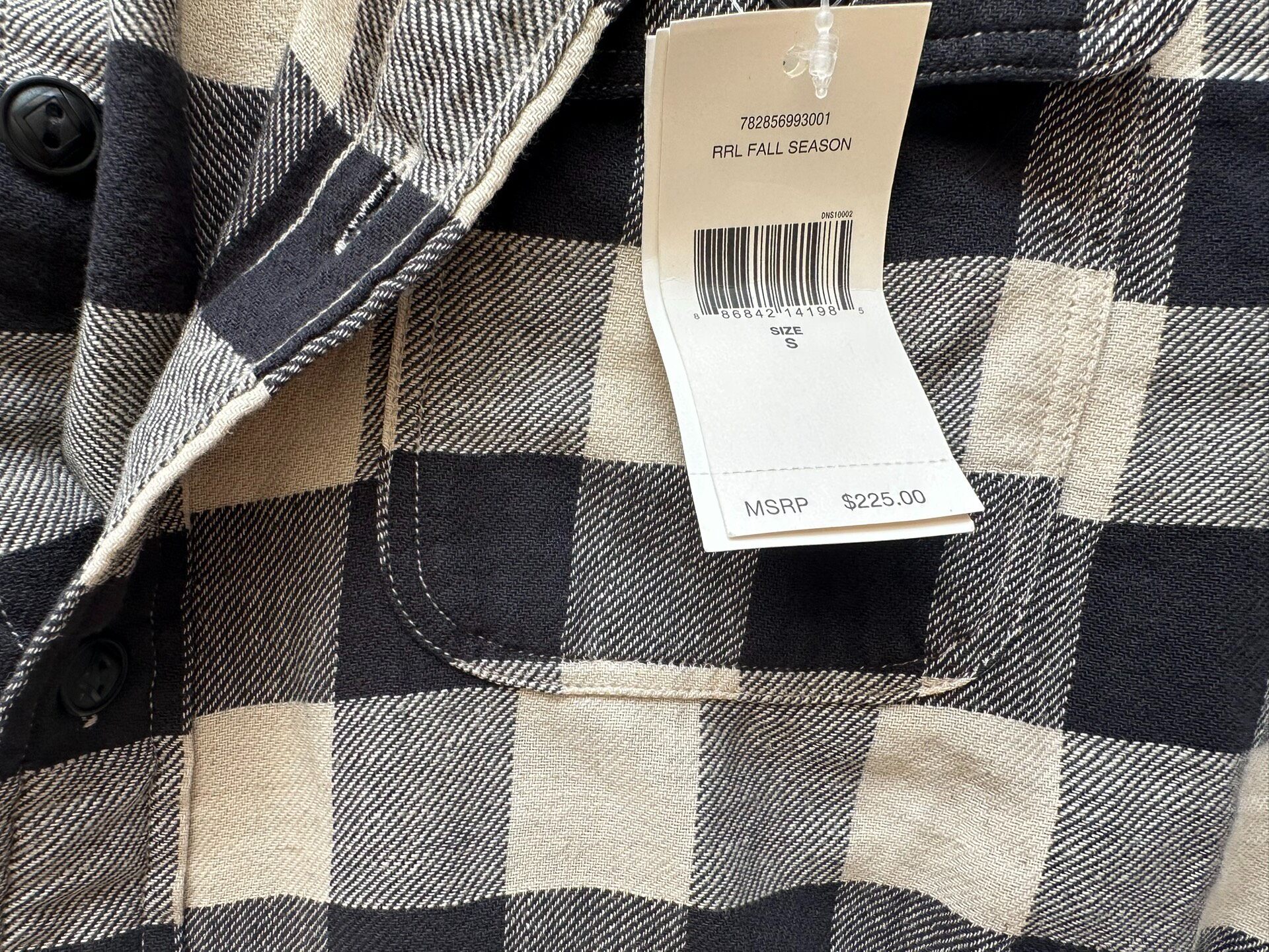RRL Black White Checkered Work Shirt — back