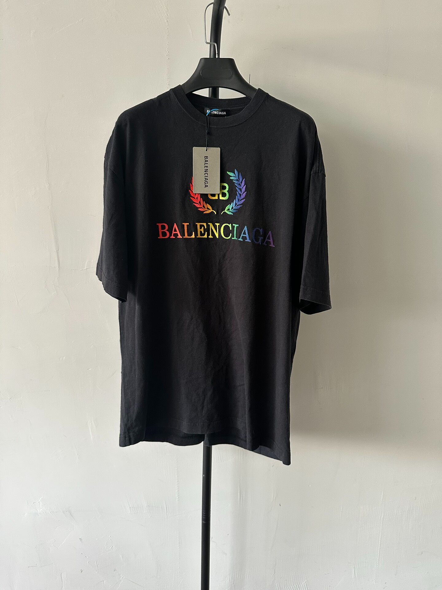 Balenciaga Black Rainbow Logo T-Shirt