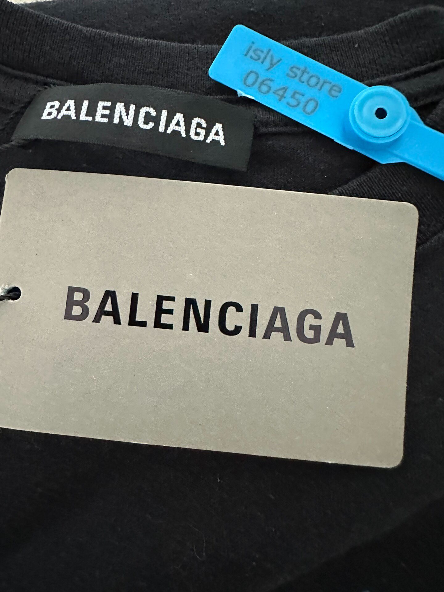 Balenciaga Black Rainbow Logo T-Shirt — label