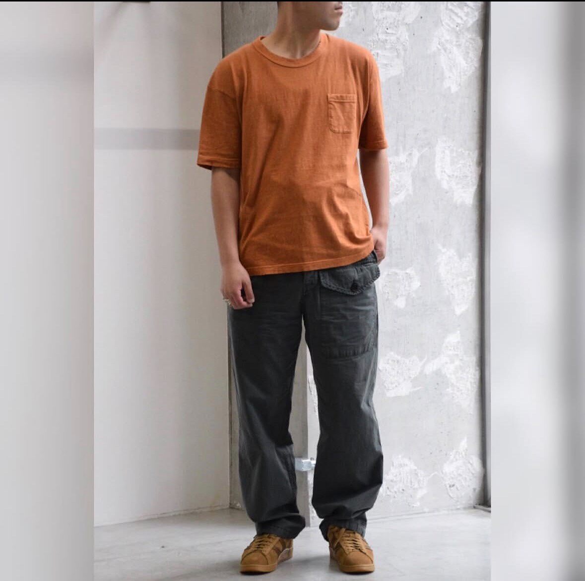 Visvim Jumbo Uneven Dye Orange Tee — detail