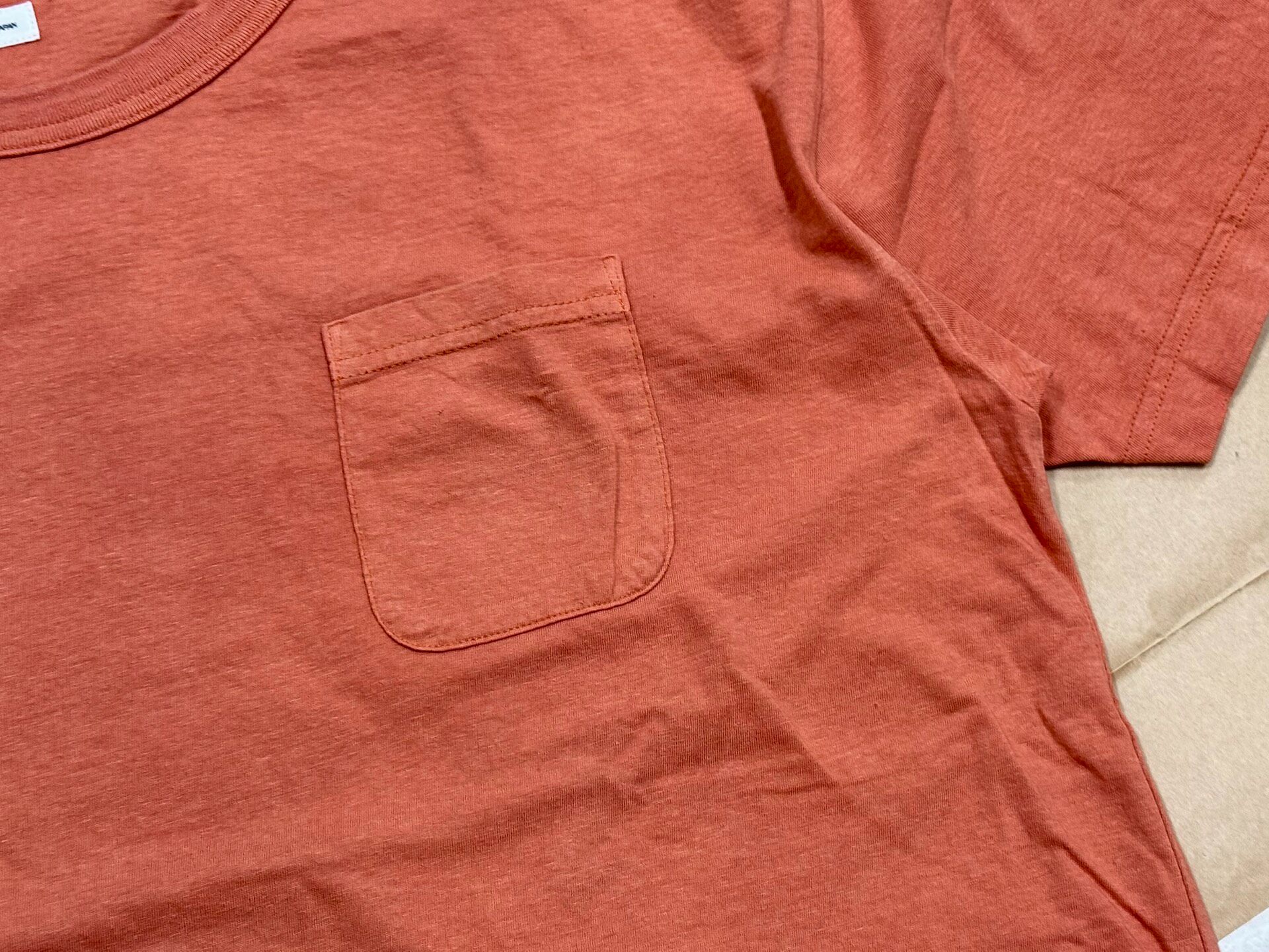 Visvim Jumbo Uneven Dye Orange Tee — label