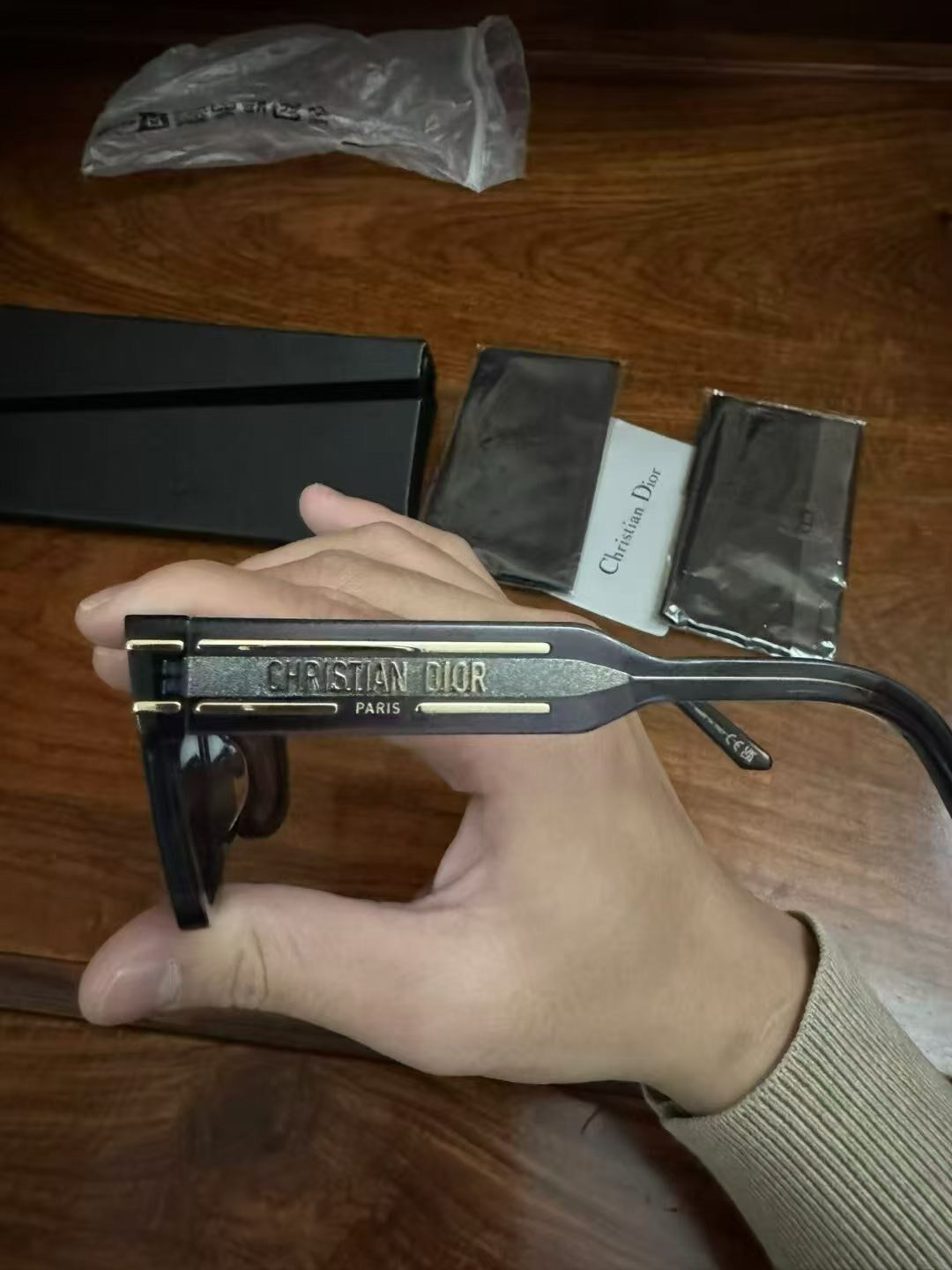 Dior Logo Print Black Sunglasses — back