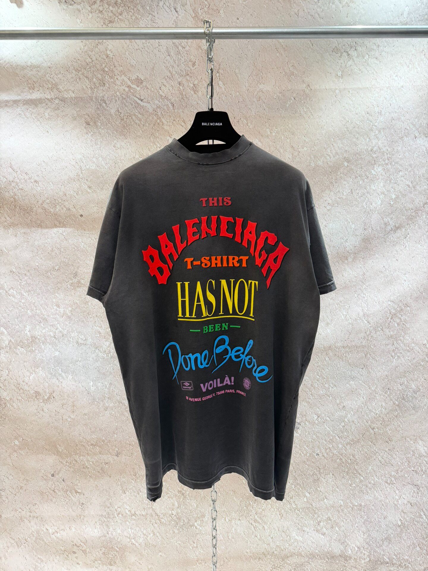 Balenciaga Black Distressed Oversized T-Shirt — front