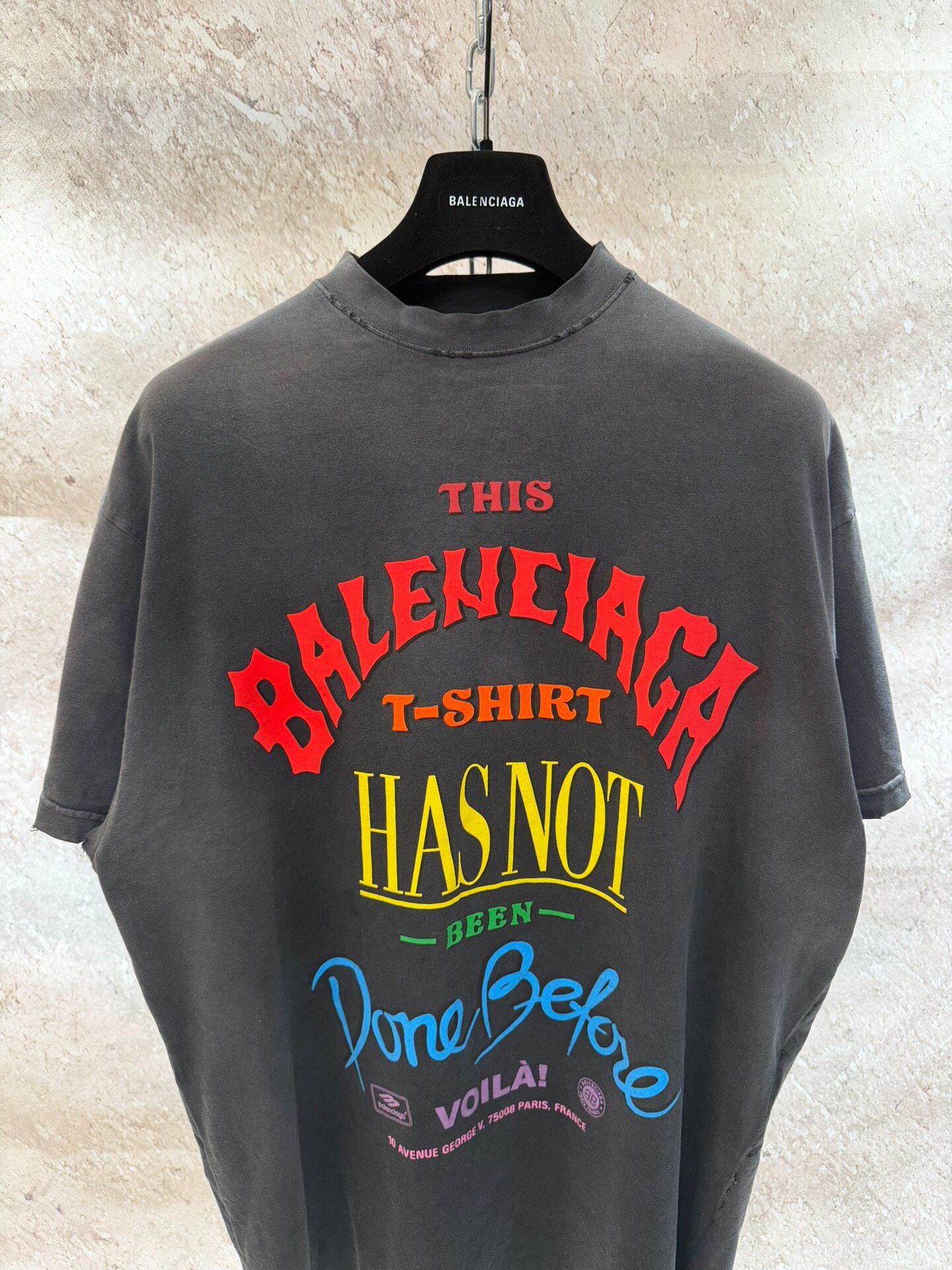 Balenciaga Black Distressed Oversized T-Shirt — detail