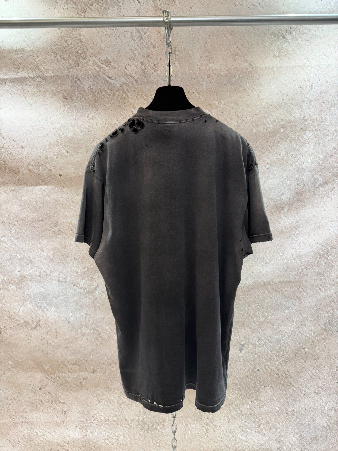 Balenciaga Black Distressed Oversized T-Shirt — back