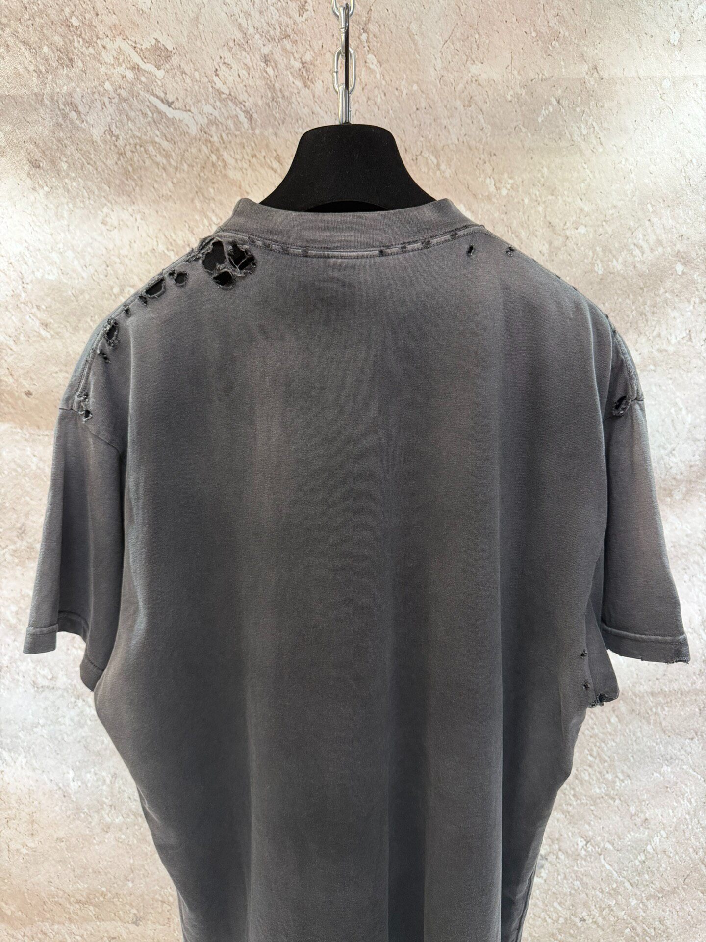 Balenciaga Black Distressed Oversized T-Shirt — label