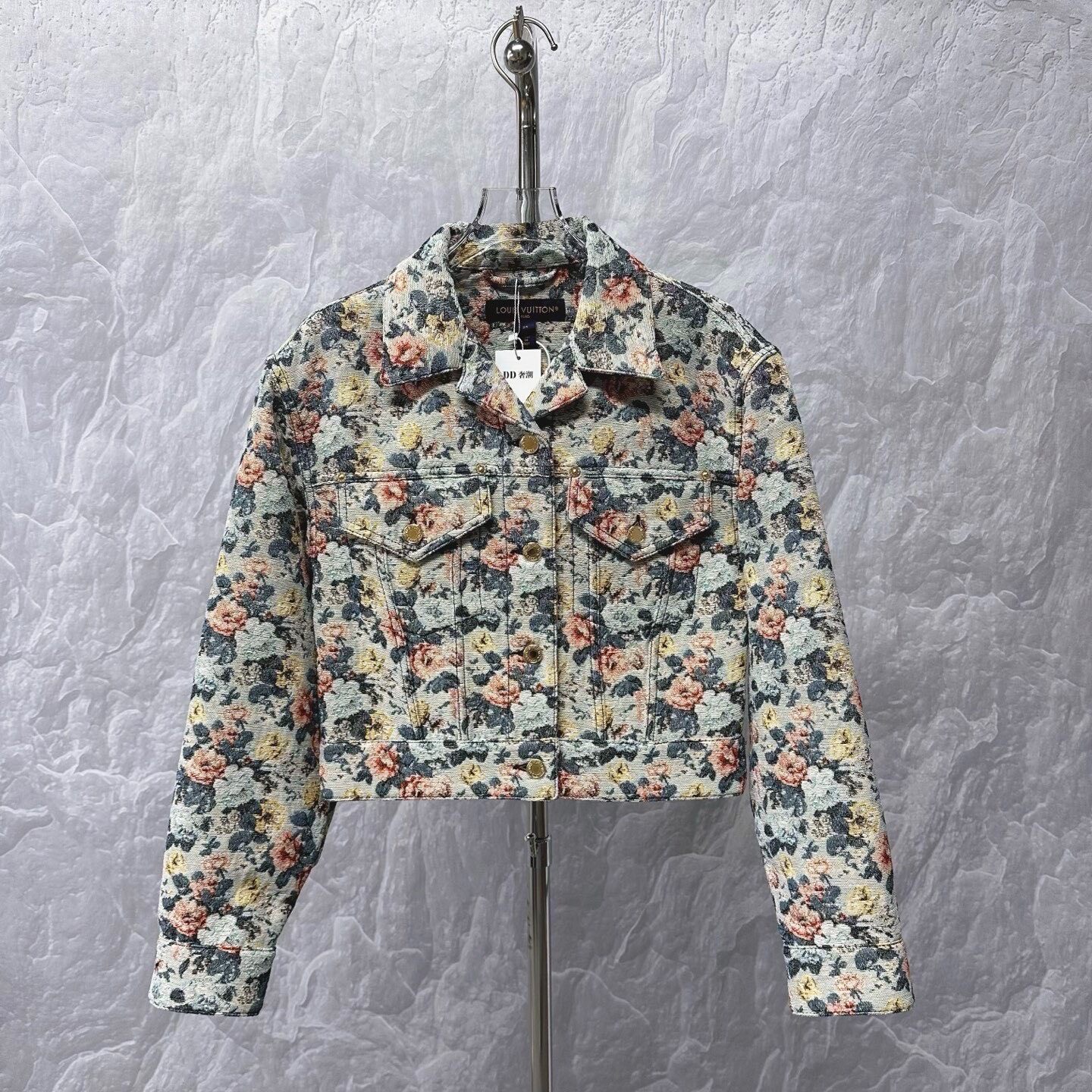 Louis Vuitton SS25 Floral Cropped Denim Jacket — front