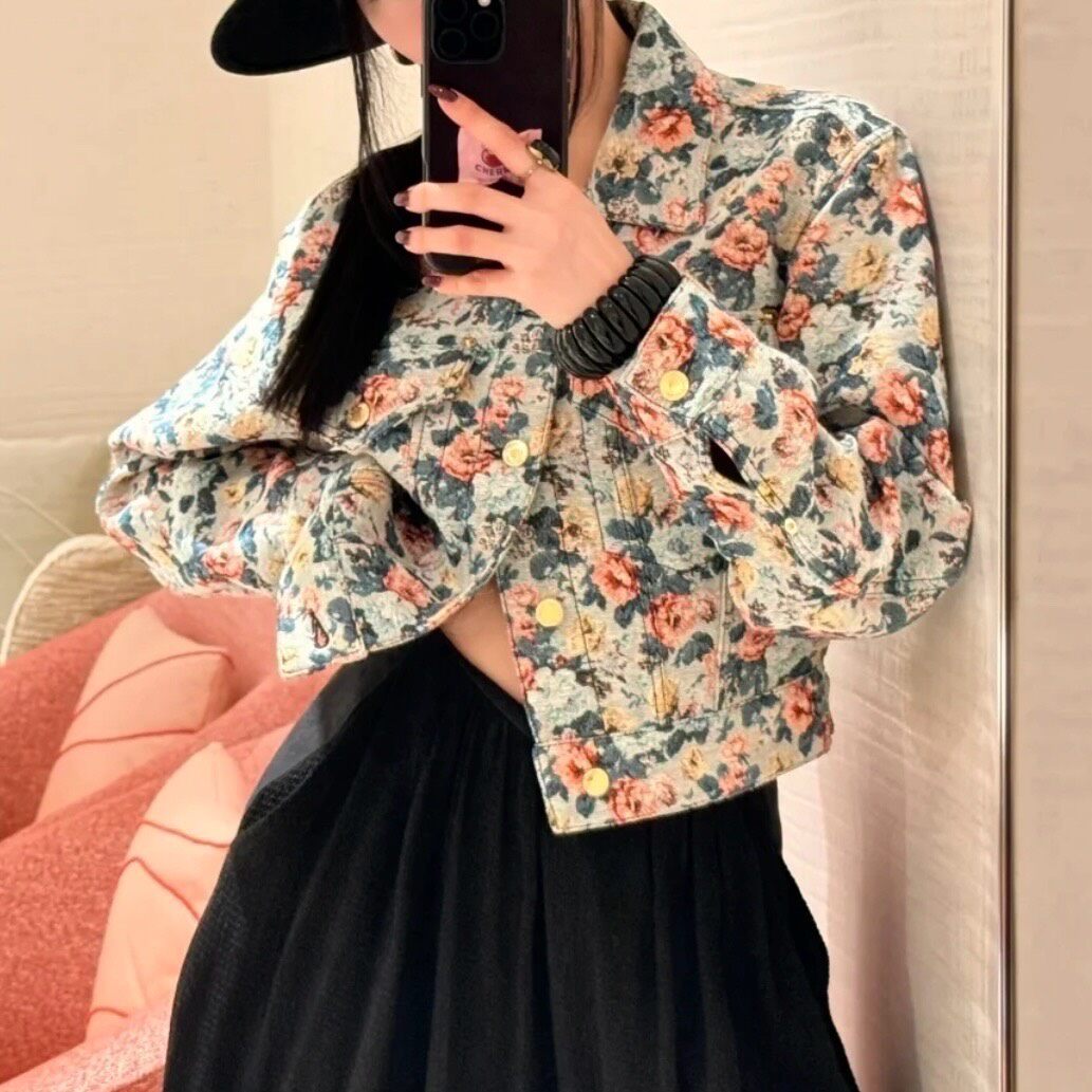 Louis Vuitton SS25 Floral Cropped Denim Jacket