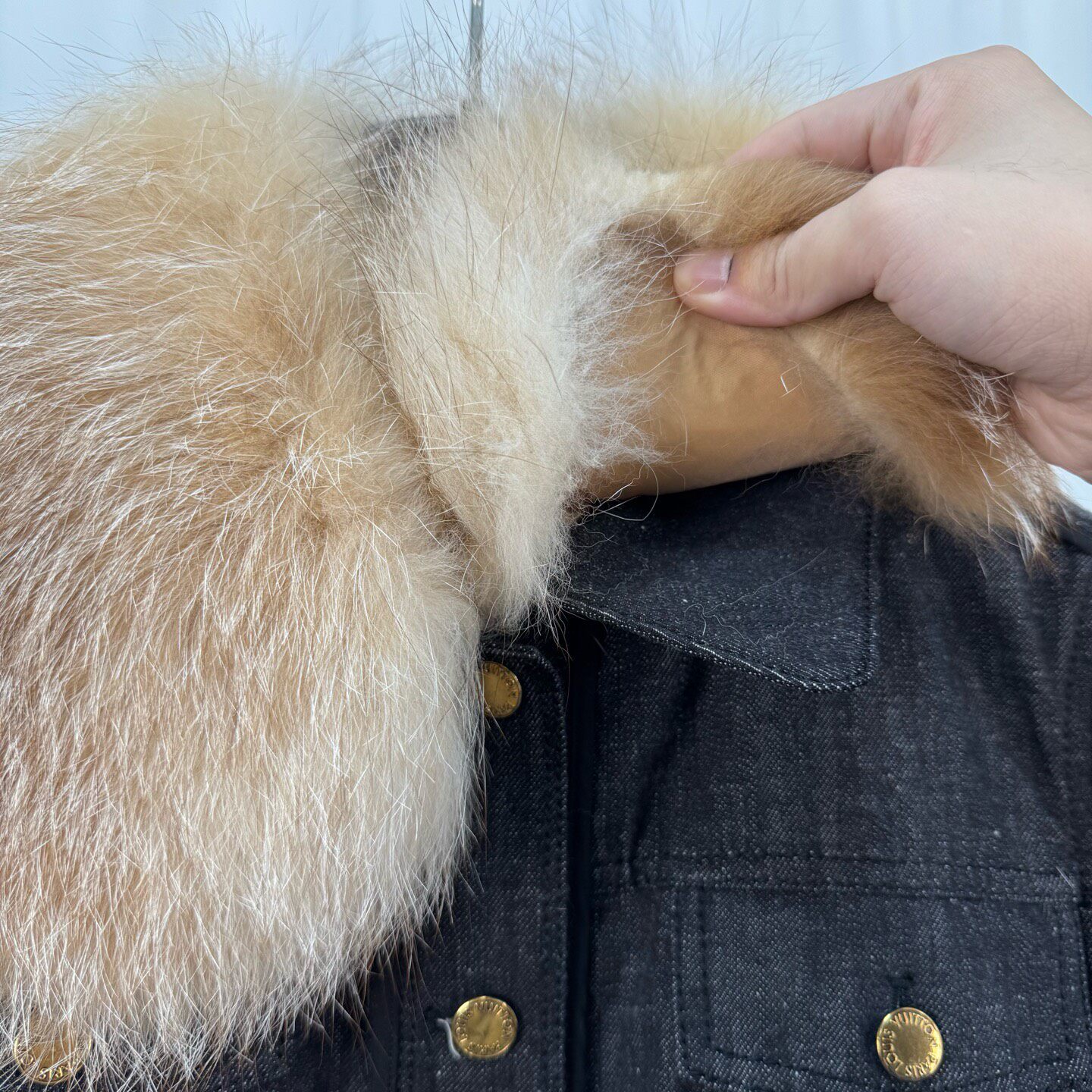 Louis Vuitton Denim Jacket With Fox Fur Collar — label