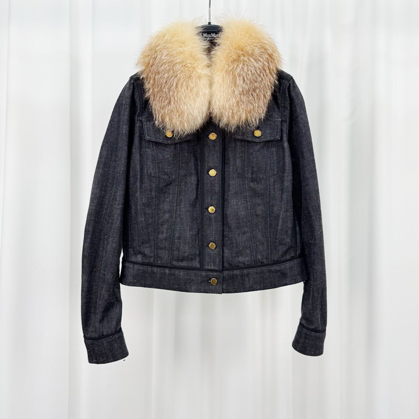 Louis Vuitton Denim Jacket With Fox Fur Collar