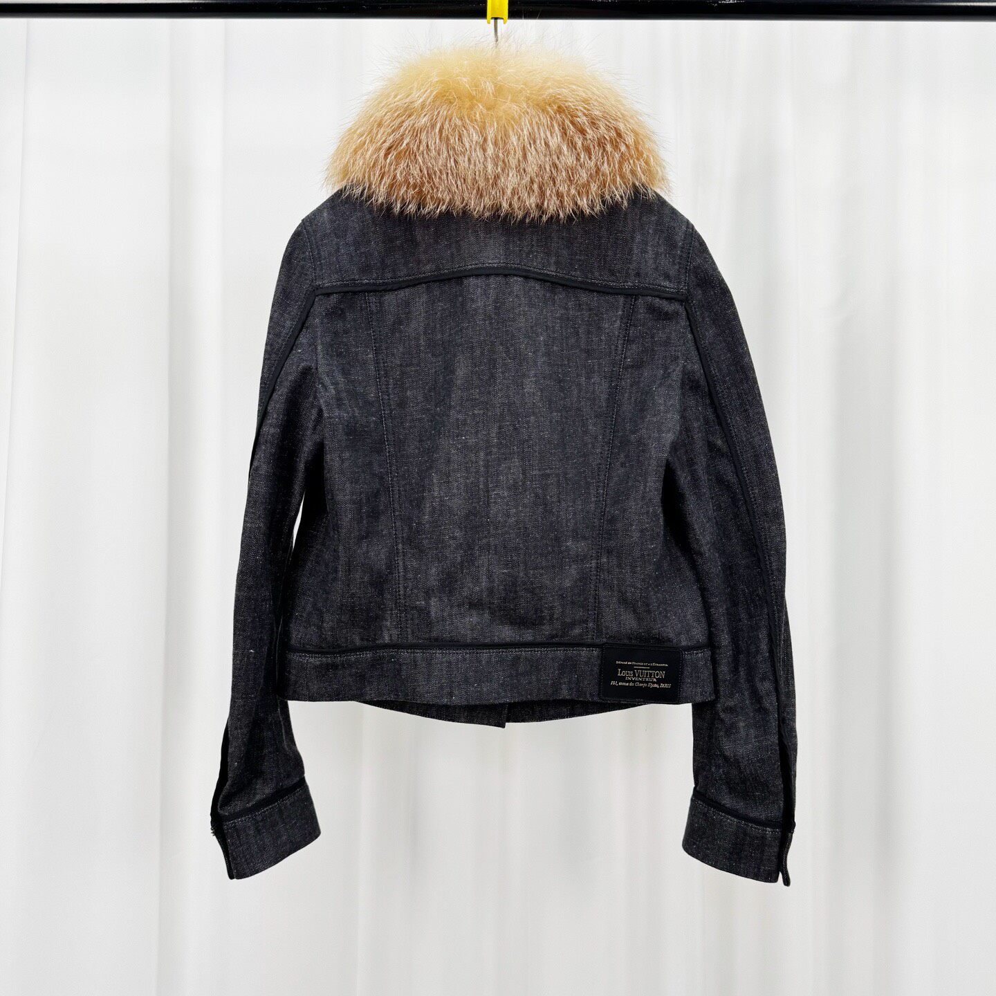 Louis Vuitton Denim Jacket With Fox Fur Collar — front