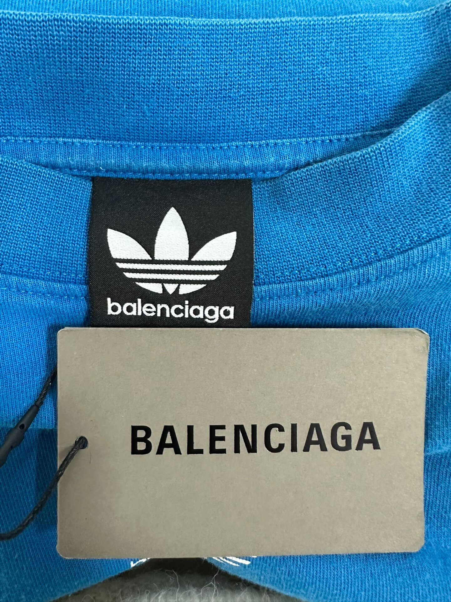 Balenciaga x Adidas Blue T-Shirt — label
