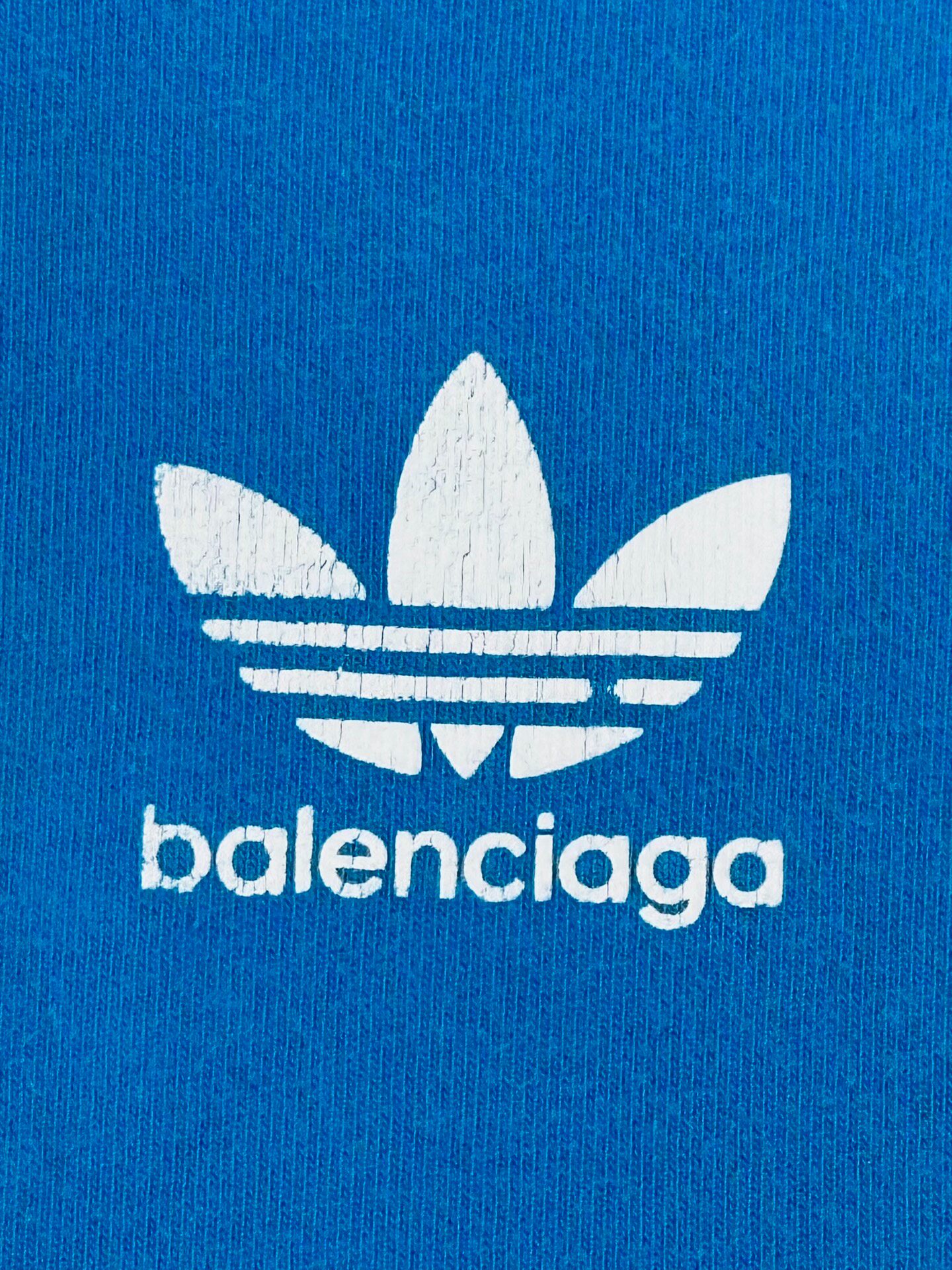 Balenciaga x Adidas Blue T-Shirt — detail