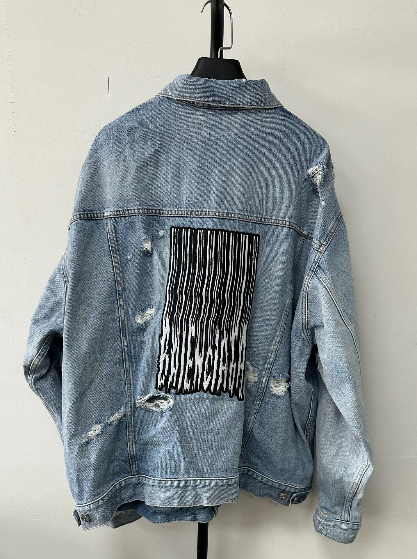 Balenciaga Barcode Oversized Denim Jacket — front
