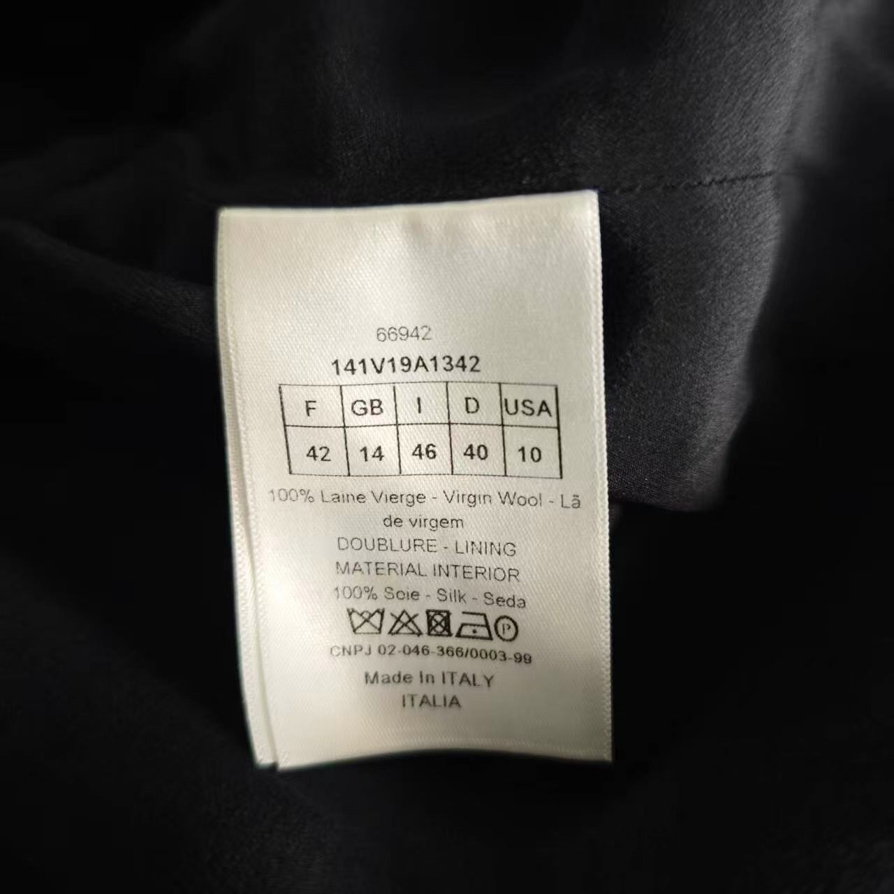 Christian Dior Plaid Wool Double-Breasted Coat — label