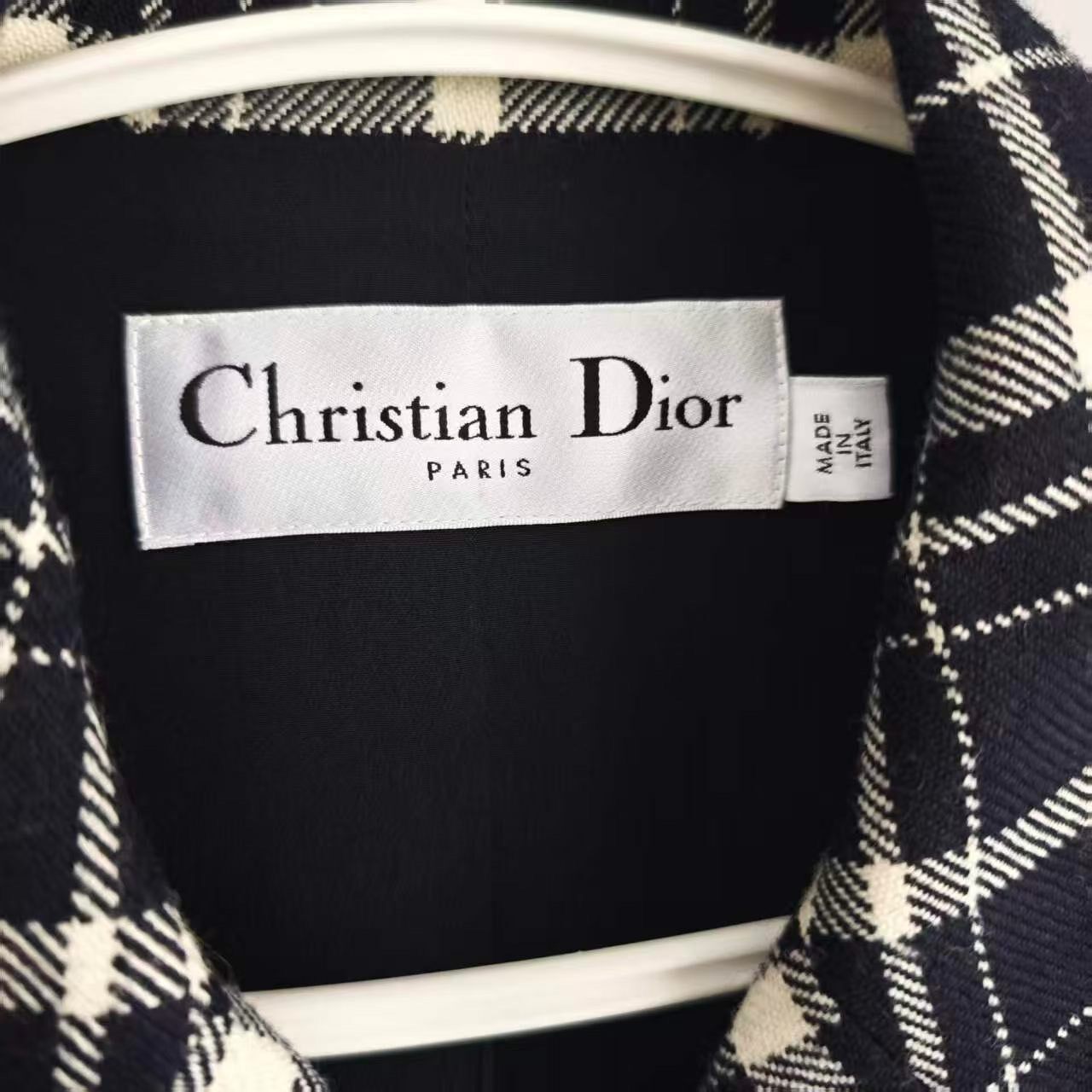 Christian Dior Plaid Wool Double-Breasted Coat — back