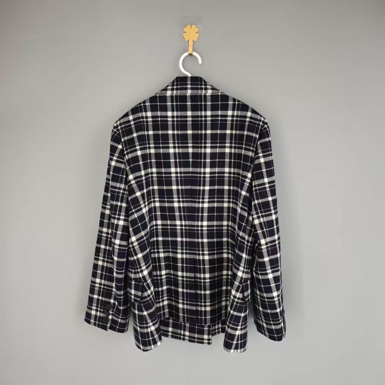 Christian Dior Plaid Wool Double-Breasted Coat — front