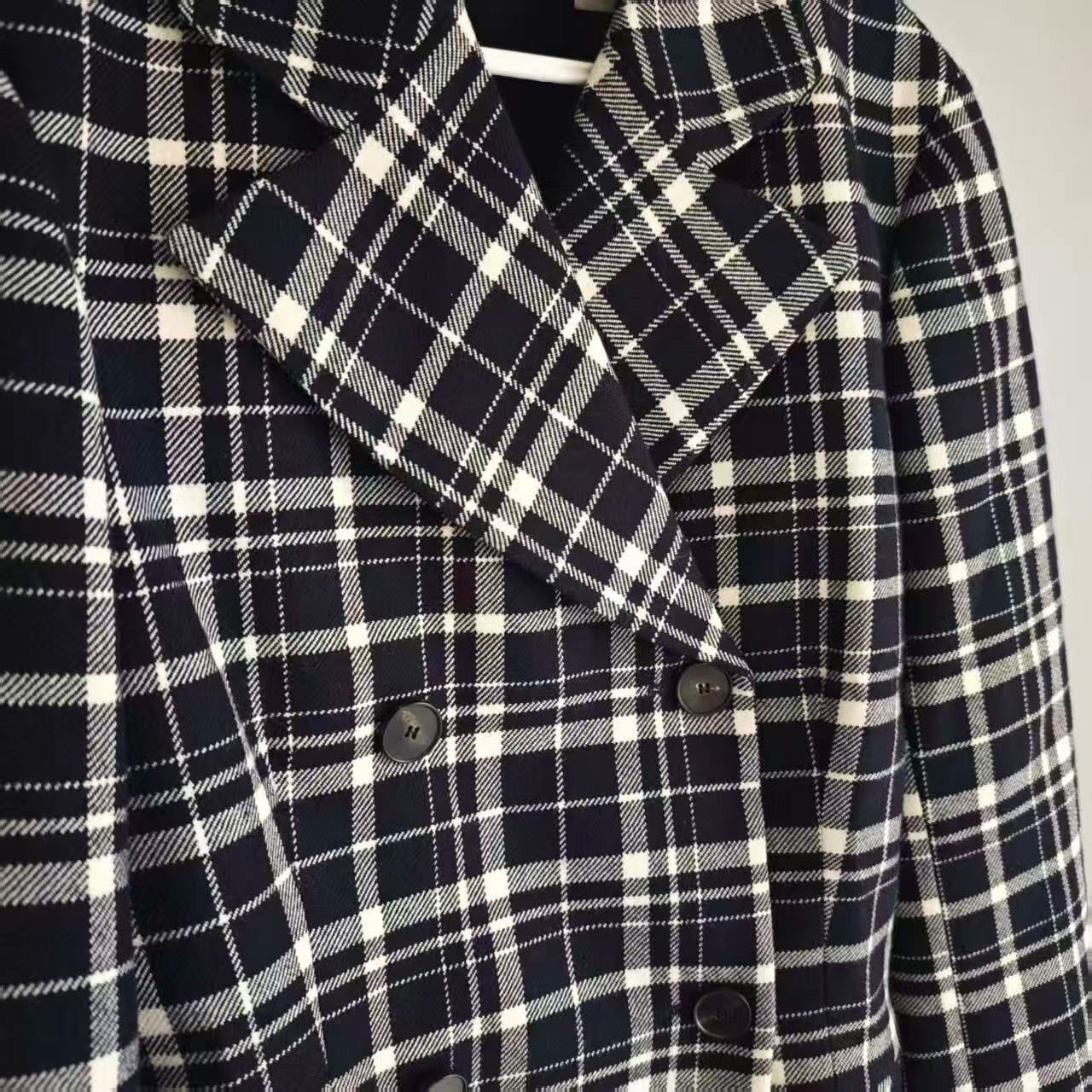 Christian Dior Plaid Wool Double-Breasted Coat — detail