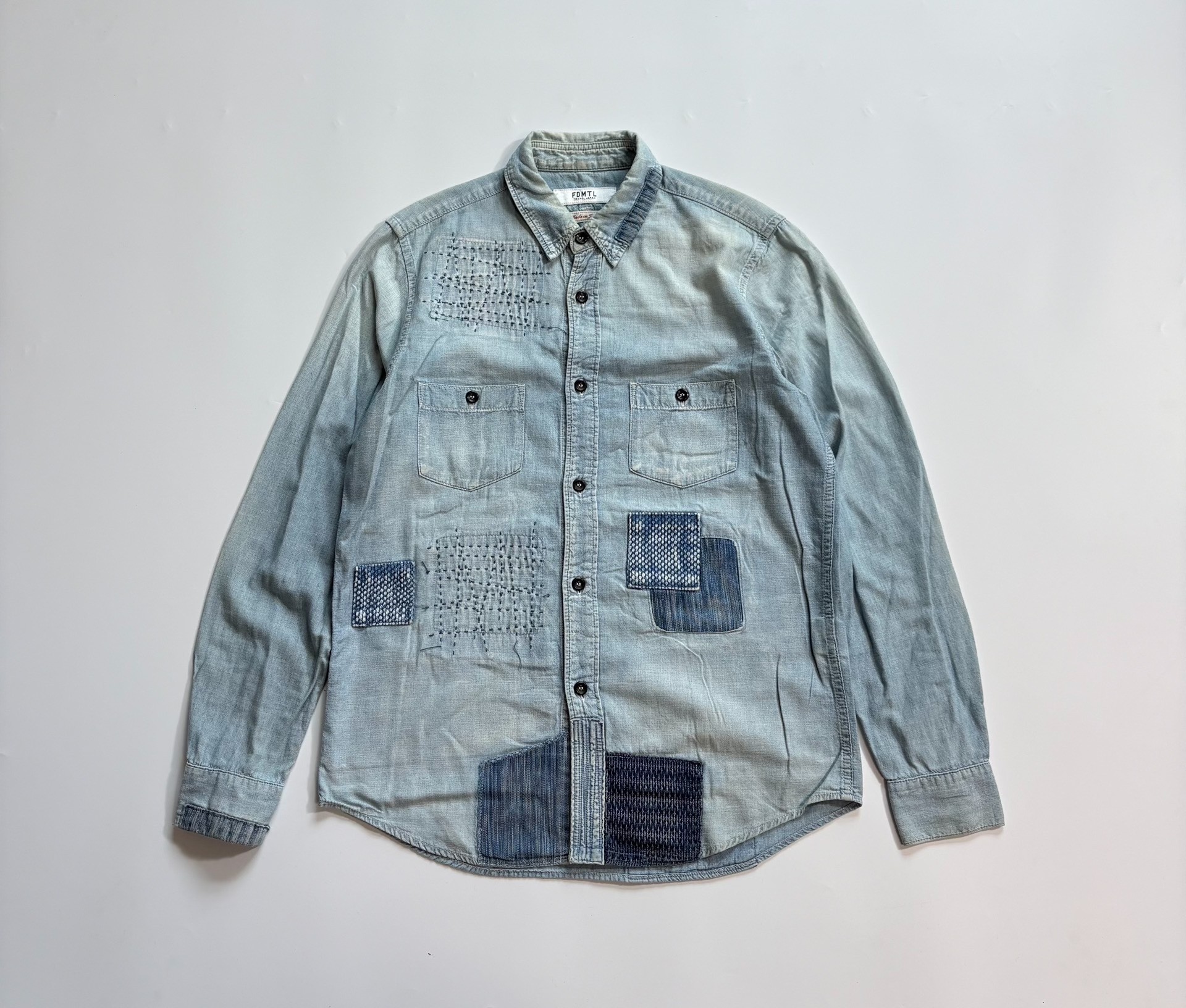 FDMTL Patchwork Denim Long Sleeve Shirt