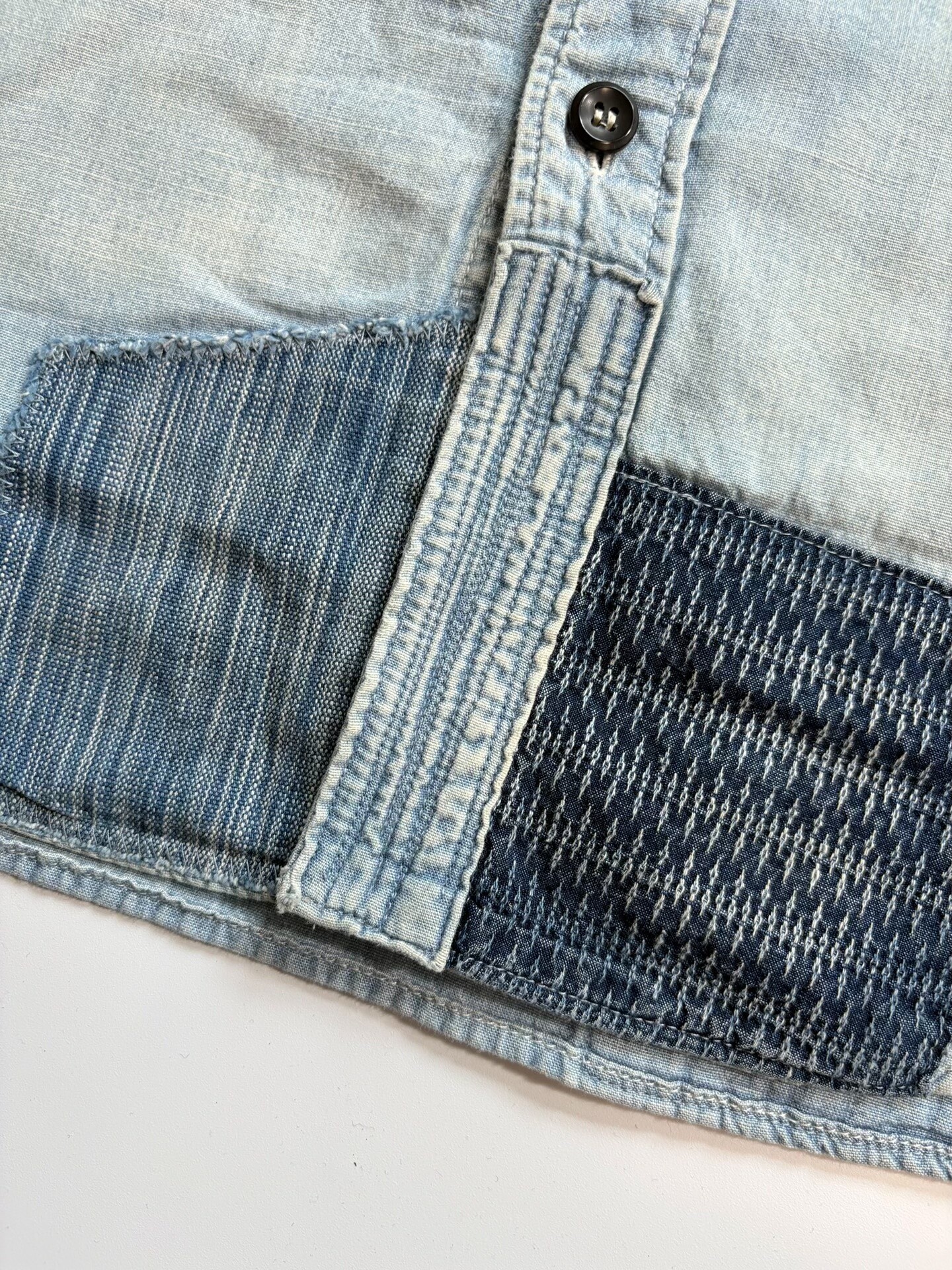 FDMTL Patchwork Denim Long Sleeve Shirt — back