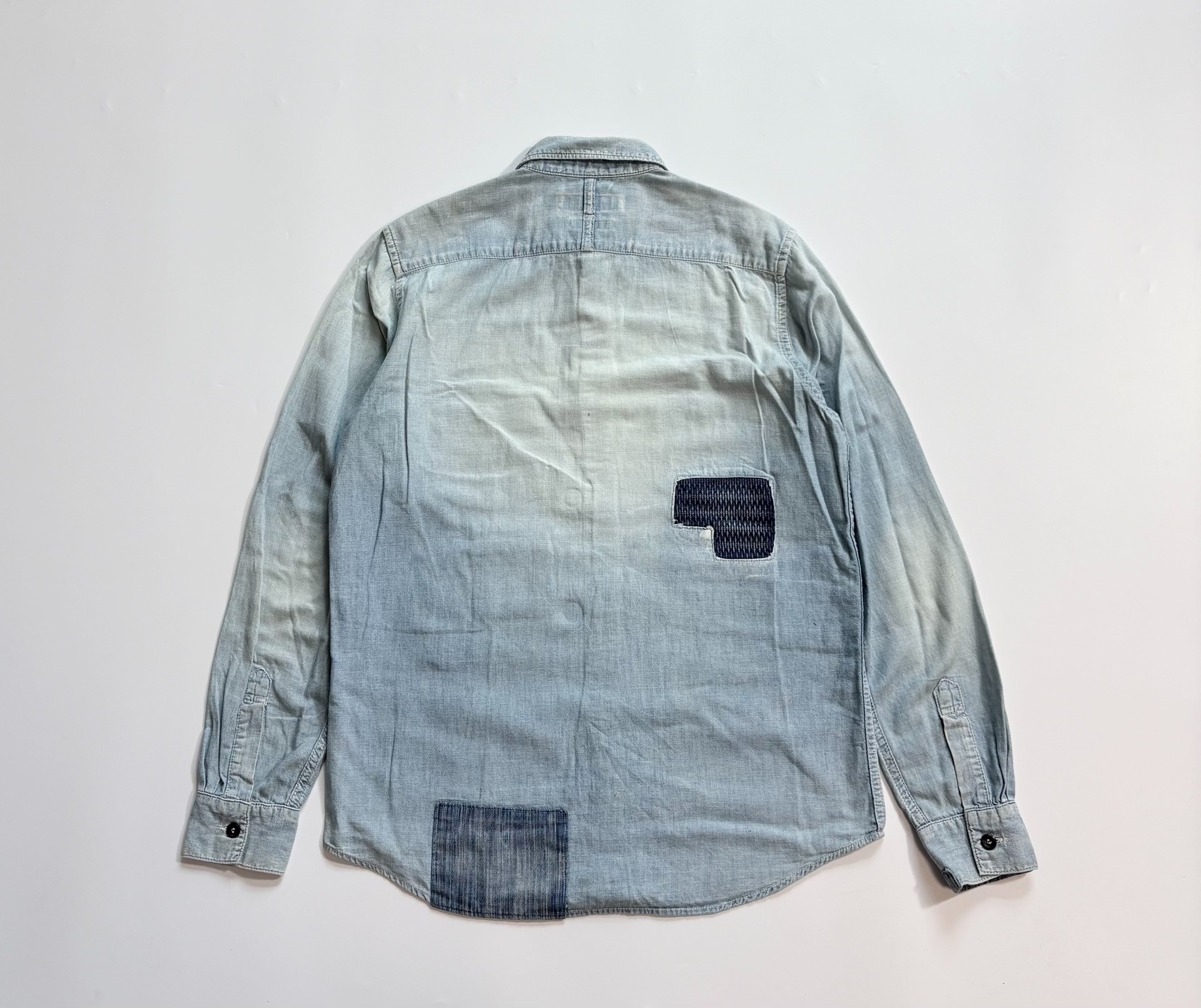 FDMTL Patchwork Denim Long Sleeve Shirt — label