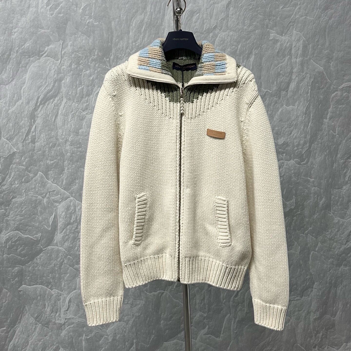 Louis Vuitton SS26 Logo Knit Jacket — front