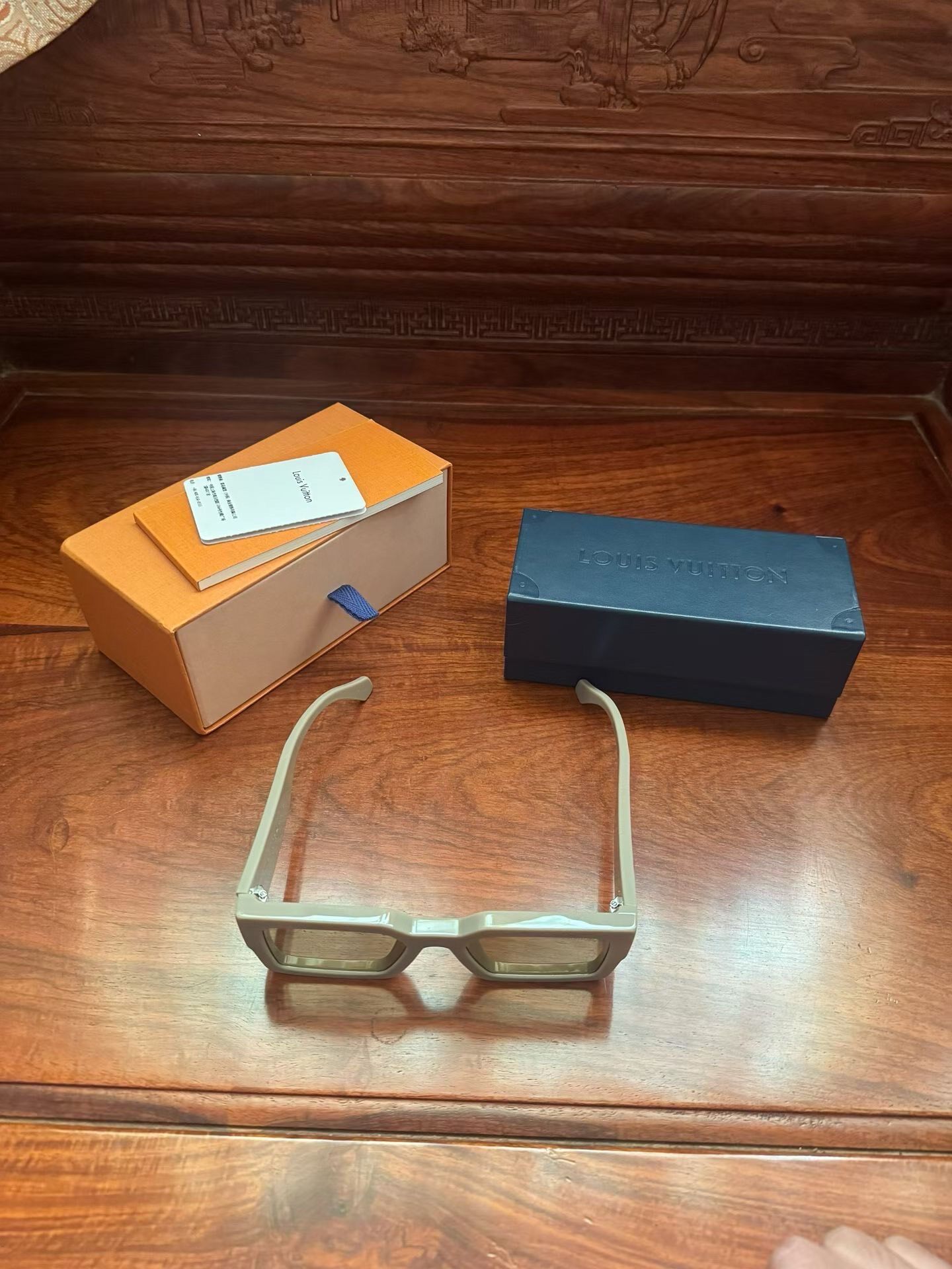 Louis Vuitton New Beige Rectangular Sunglasses
