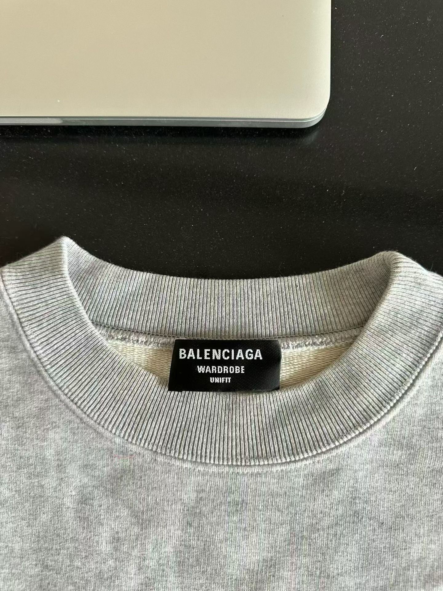 Balenciaga Gray Short Embroidered Sweatshirt — detail