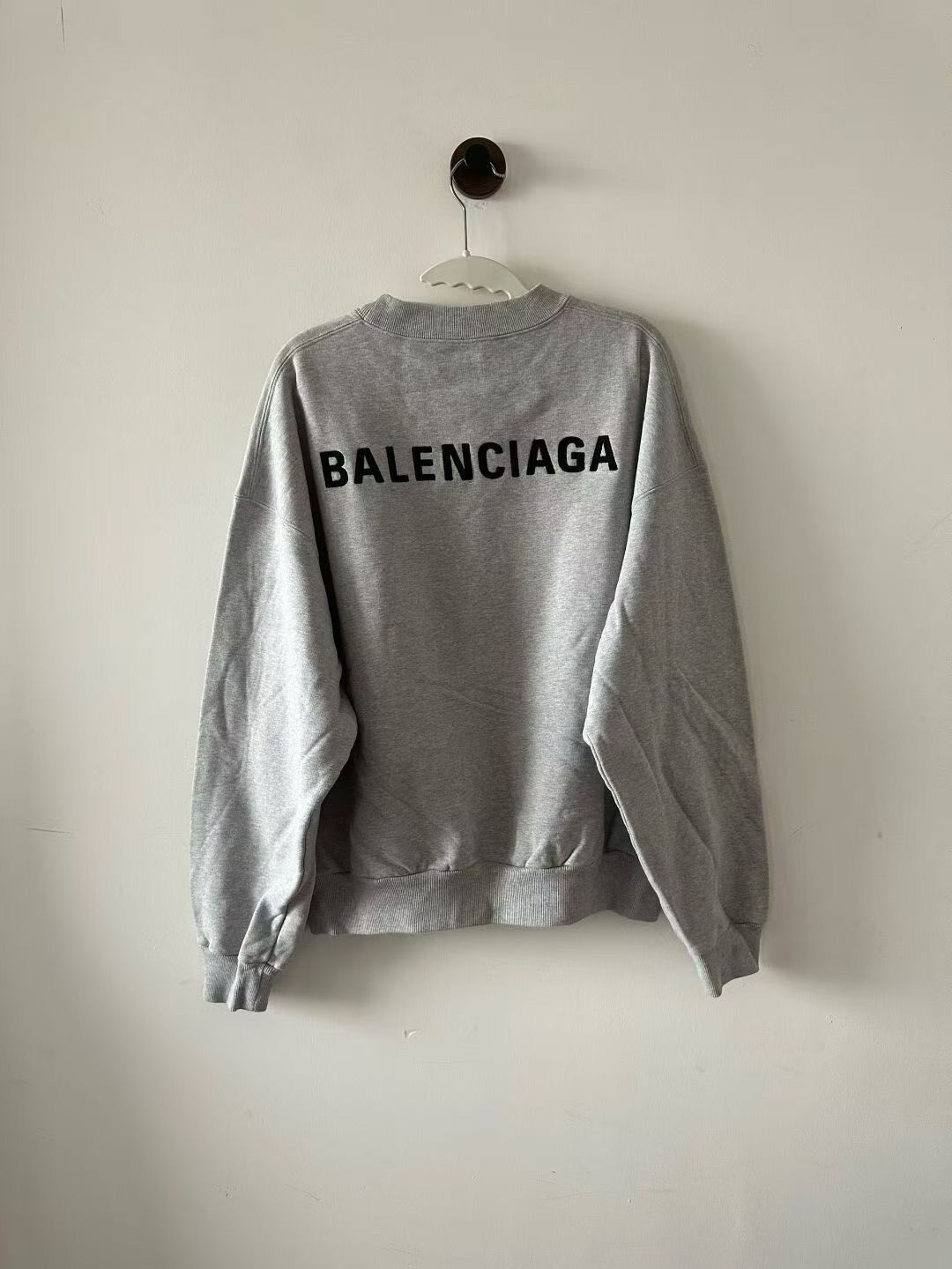 Balenciaga Gray Short Embroidered Sweatshirt — front